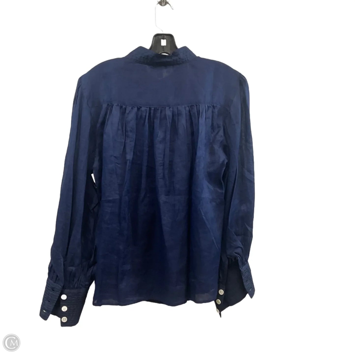Blouse Long Sleeve By Banana Republic In Blue, Size: L