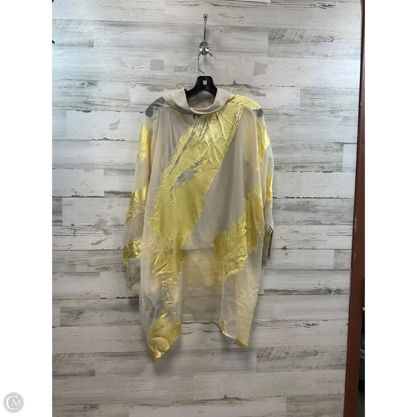 Blouse Long Sleeve By Donna Karan In Yellow, Size: Xs