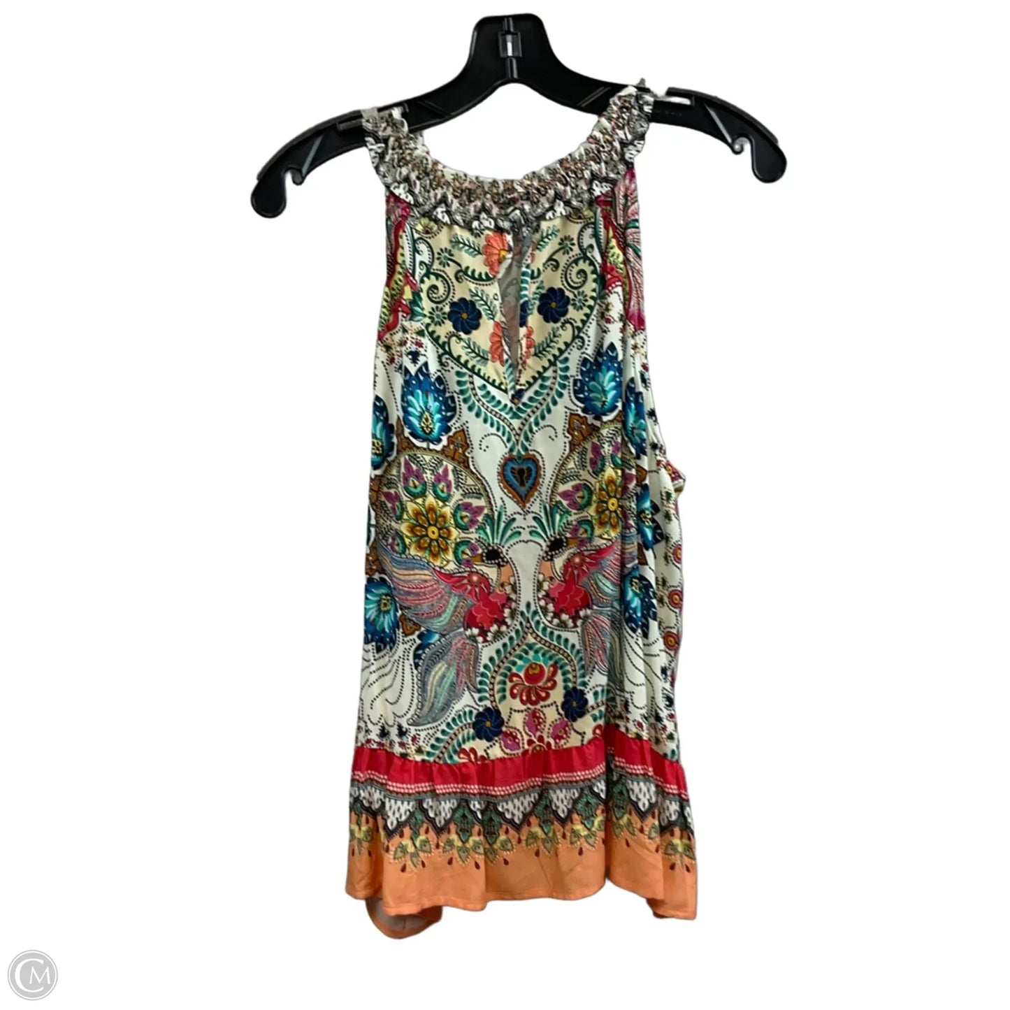Top Sleeveless By Farm Rio In Orange & Tan, Size: L