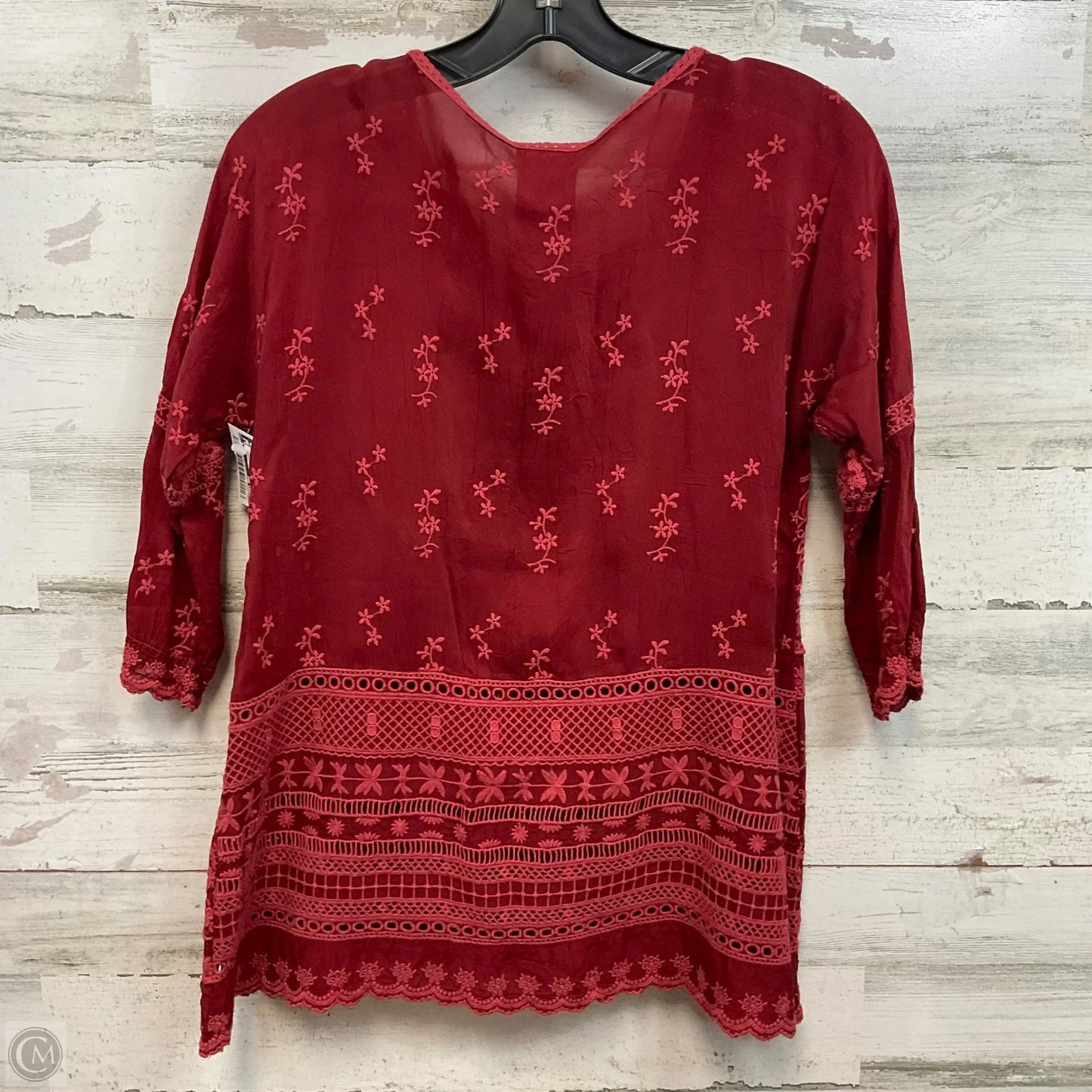 Top 3/4 Sleeve By Johnny Was In Red, Size: Xs