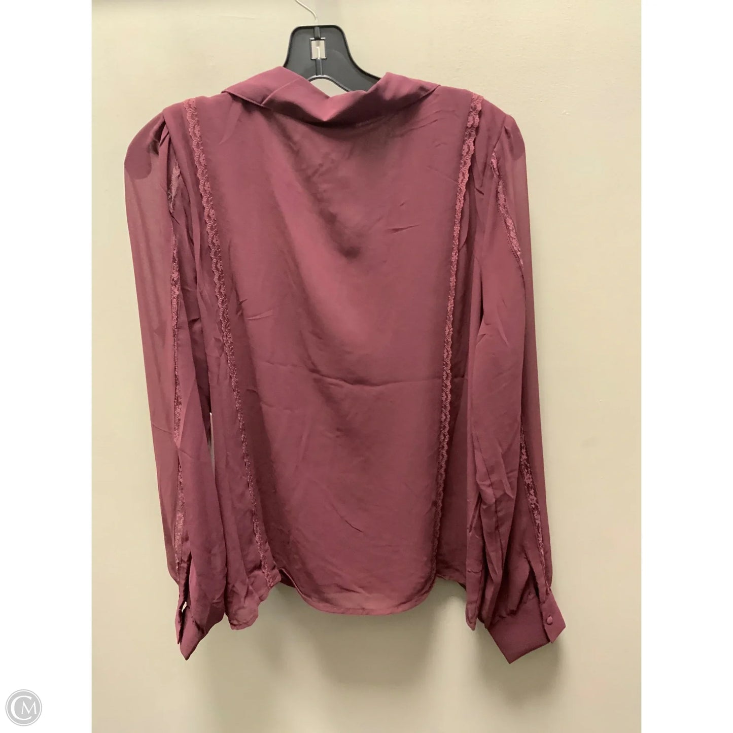 Blouse Long Sleeve By haver In Maroon, Size: L