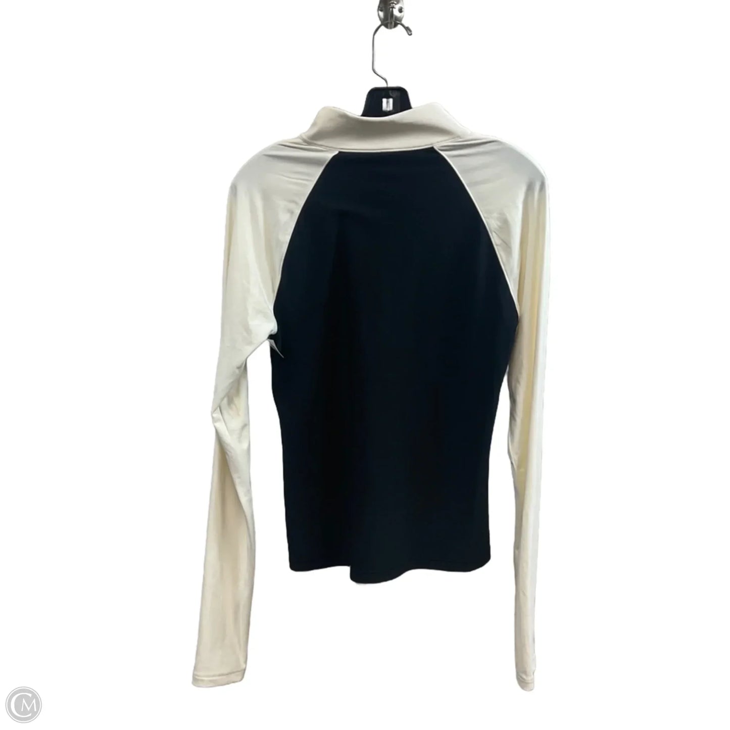 Athletic Top Long Sleeve Collar By Lacoste In Black & Cream, Size: L