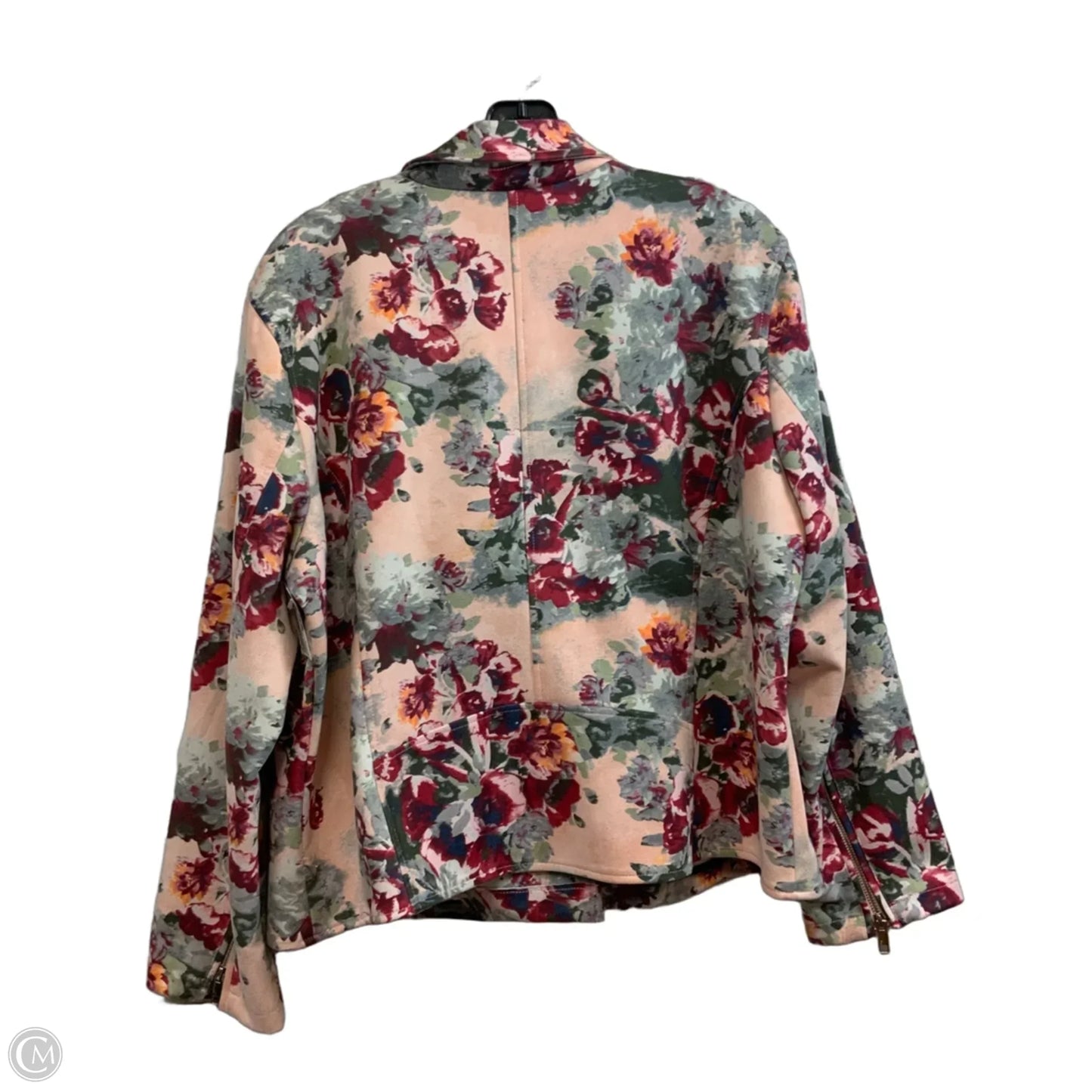 Jacket Moto By Colleen Lopez In Green & Pink, Size: 1x