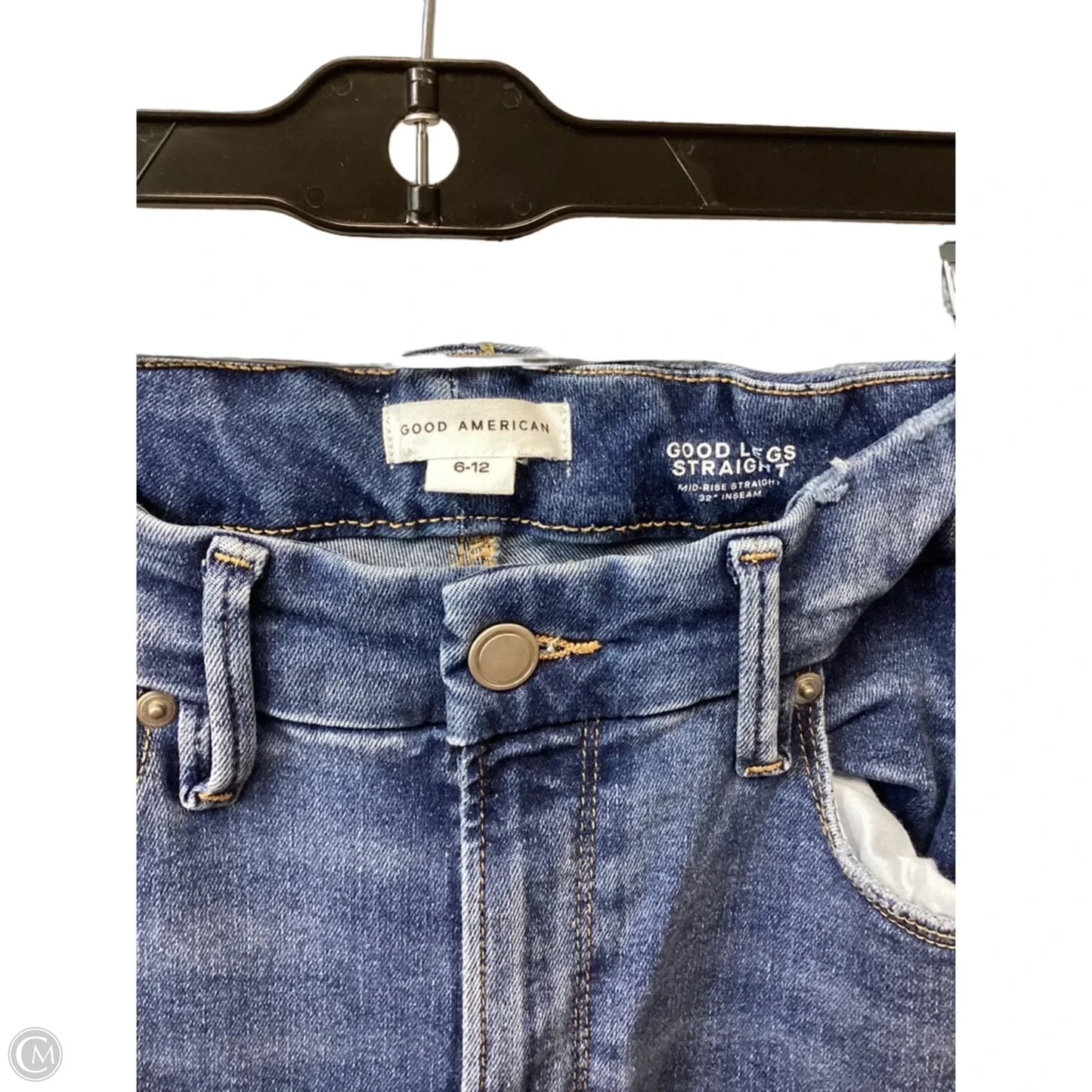 Jeans Straight By Good American In Blue Denim, Size: 12
