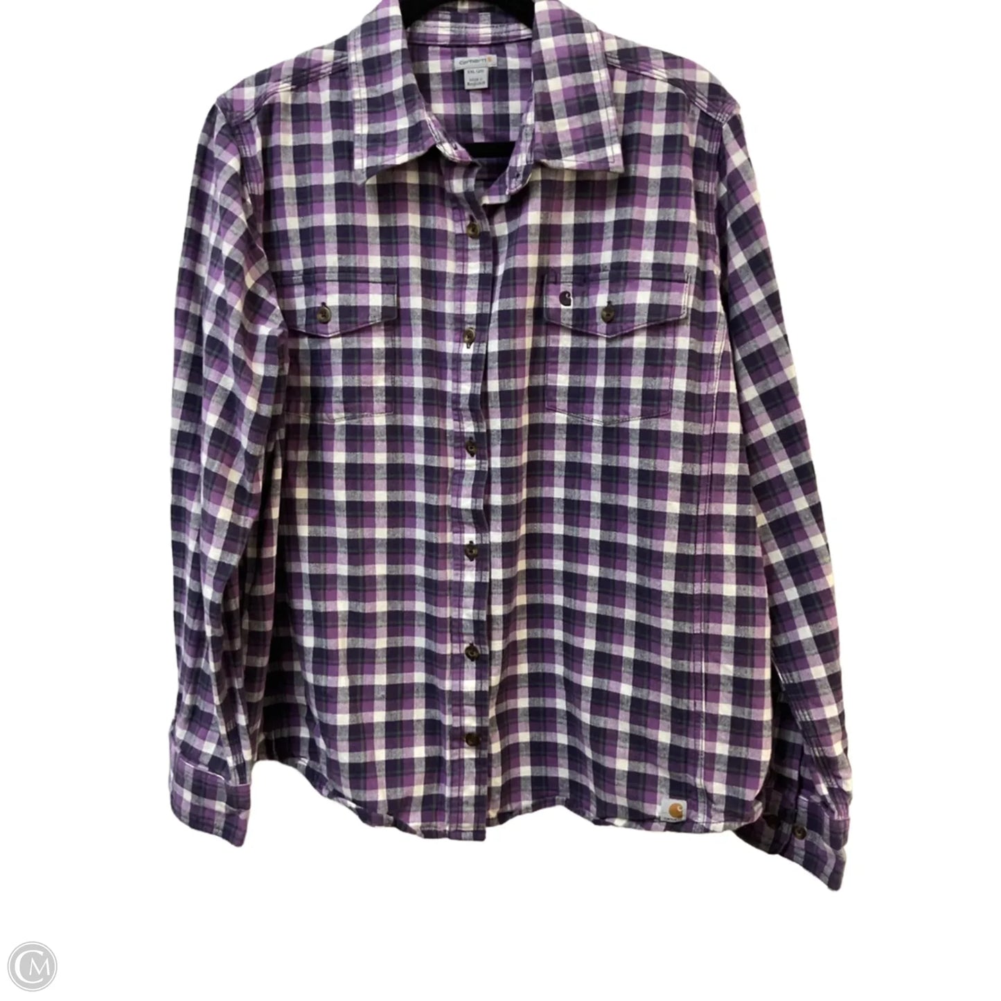 Top Long Sleeve By Carhartt In Purple & White, Size: Xxl