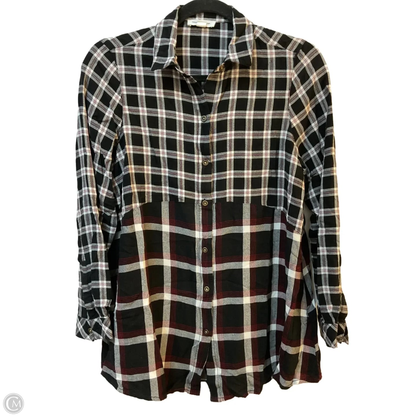 Top Long Sleeve By Beachlunchlounge In Plaid Pattern, Size: S