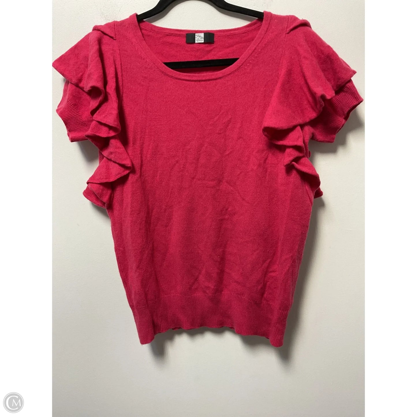 Sweater Short Sleeve By Saks Fifth Avenue In Pink, Size: M