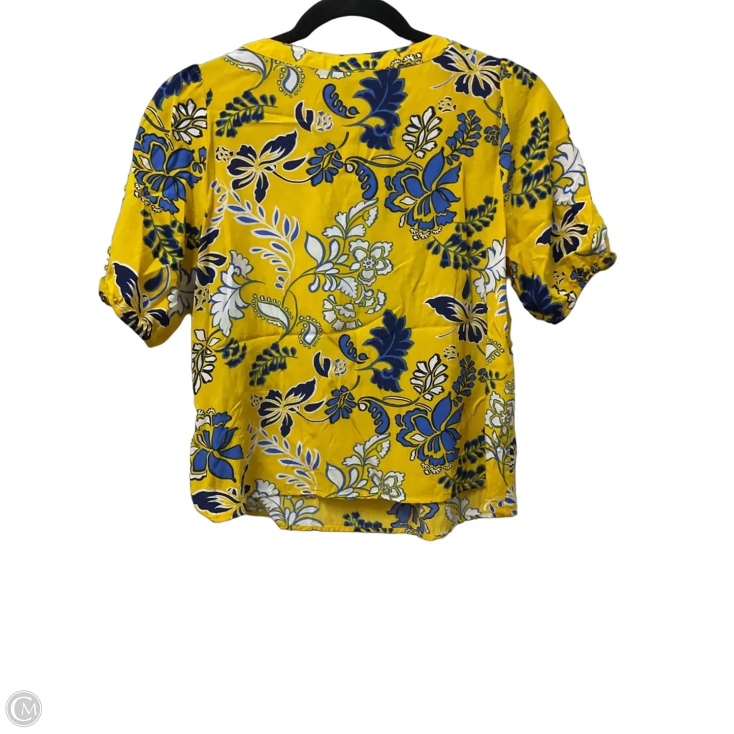 Blouse Short Sleeve By Talbots In Blue & Yellow, Size: Sp