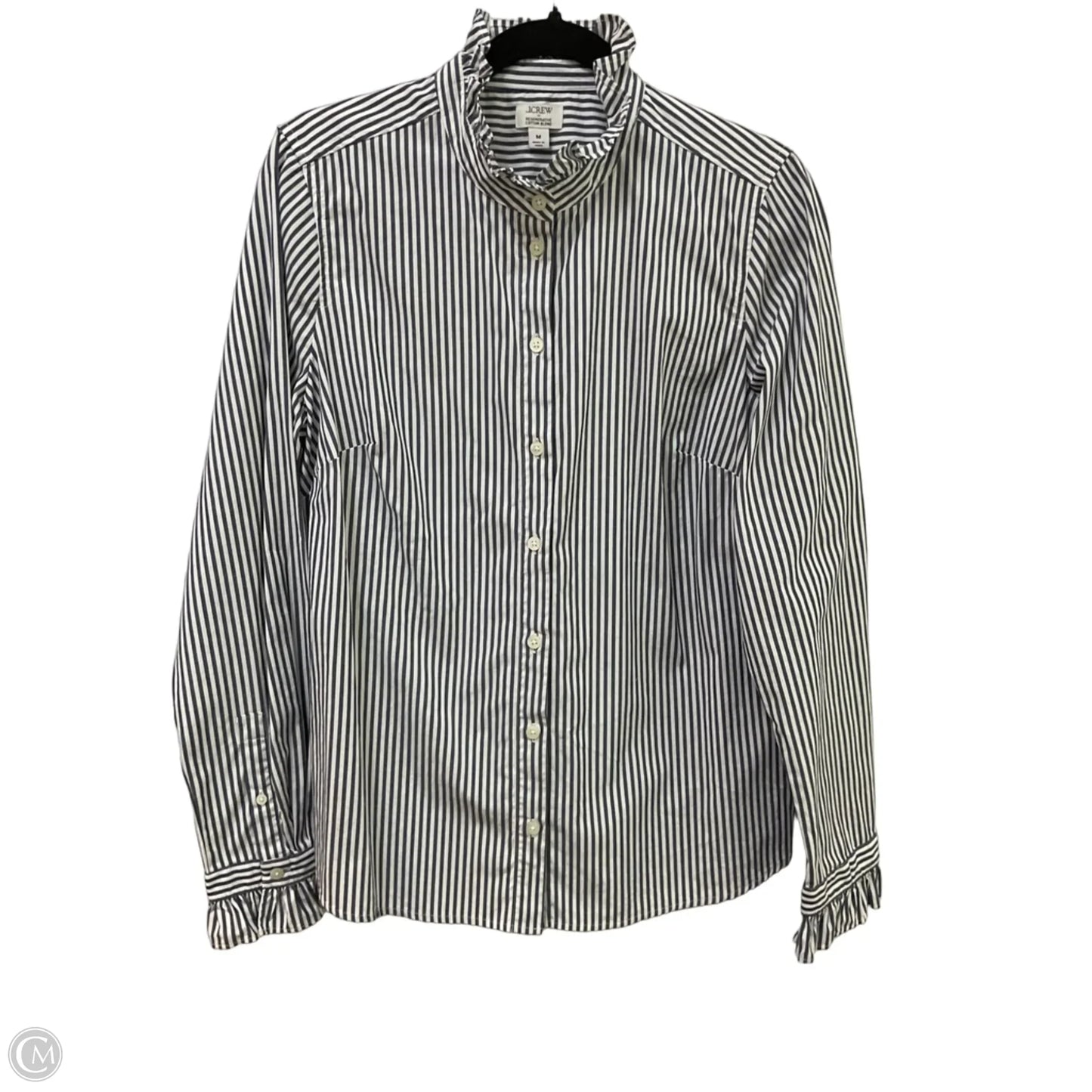Blouse Long Sleeve By J. Crew In Striped Pattern, Size: M