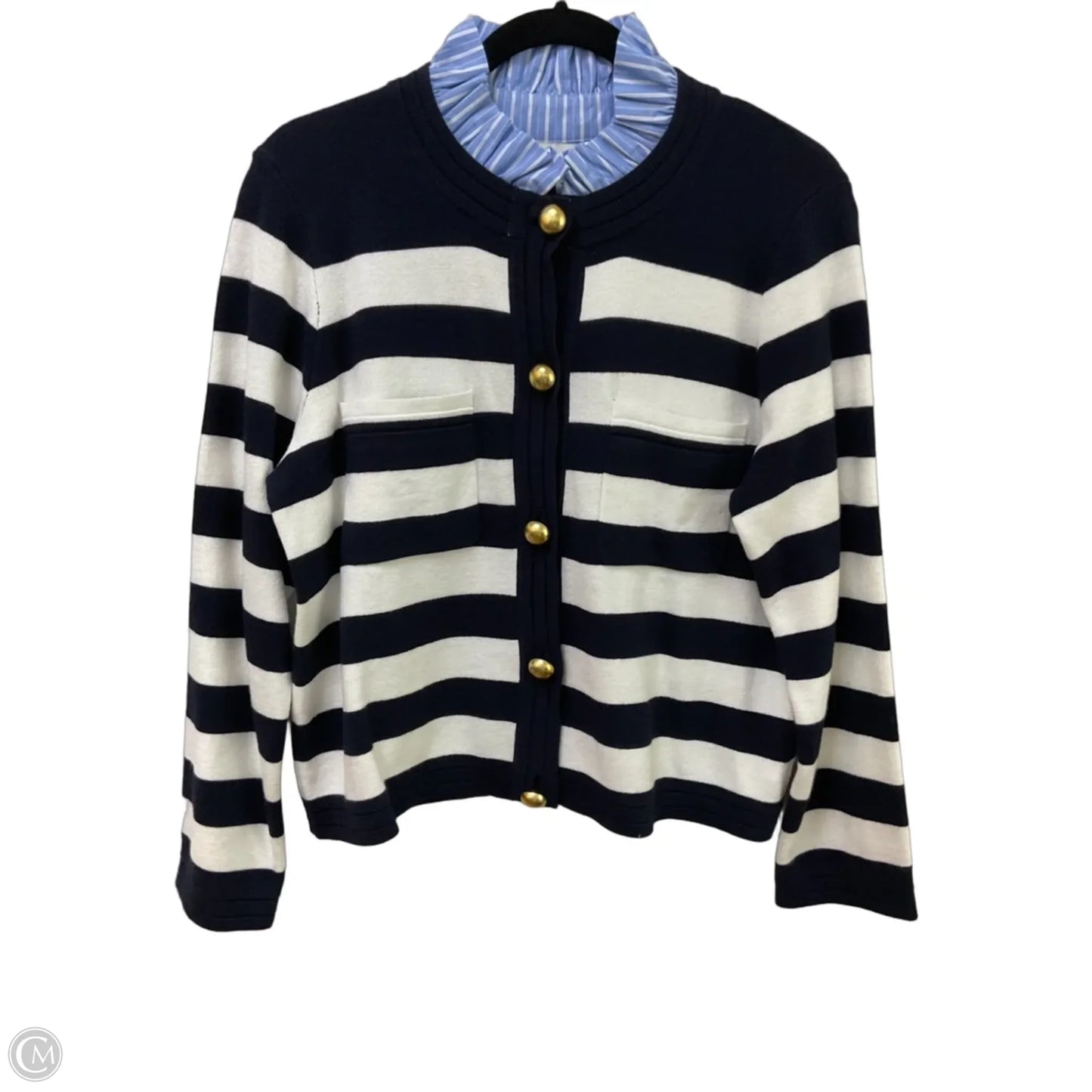 Sweater Cardigan By Free Assembly In Striped Pattern, Size: L