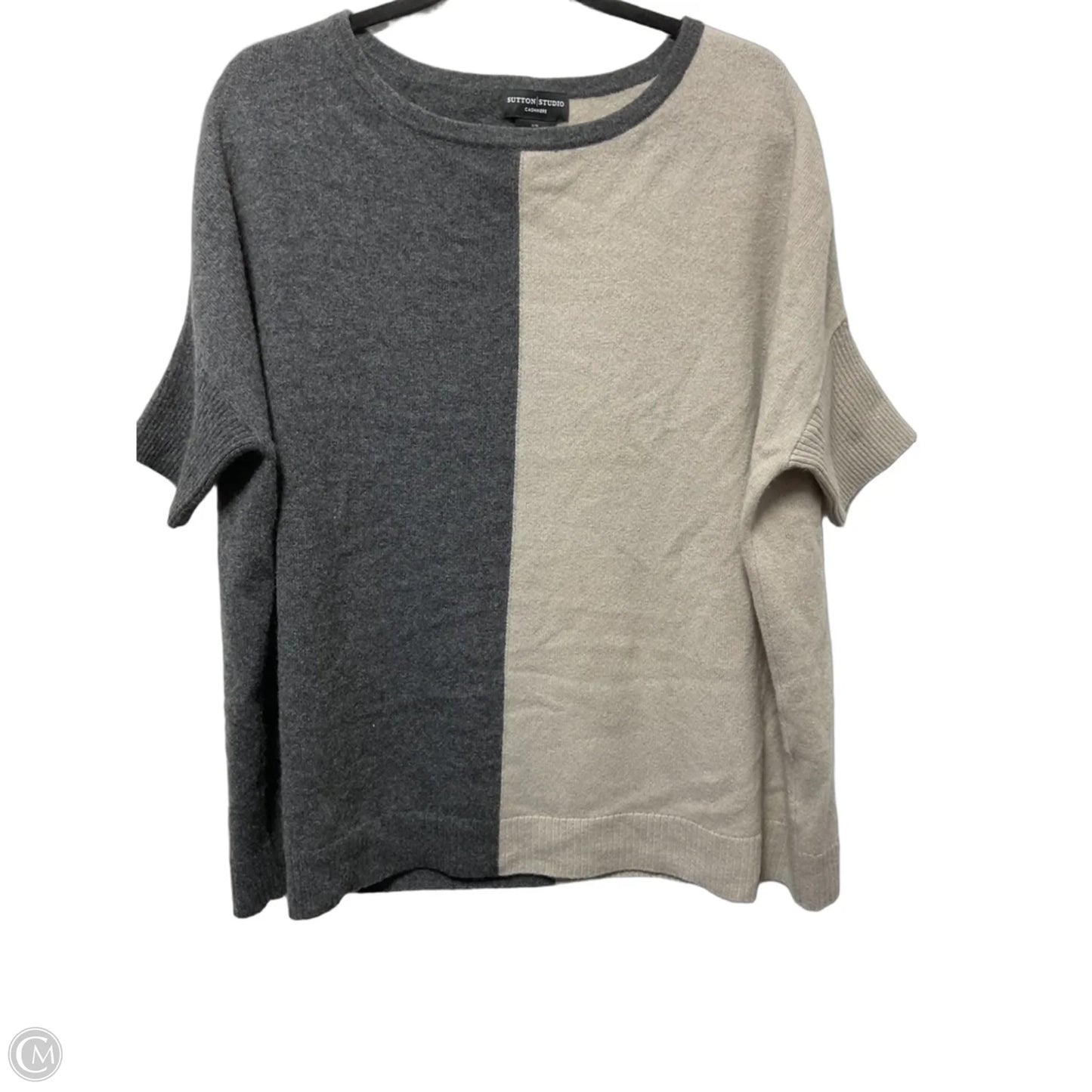 Sweater Cashmere By Sutton Studio In Grey & Tan, Size: M