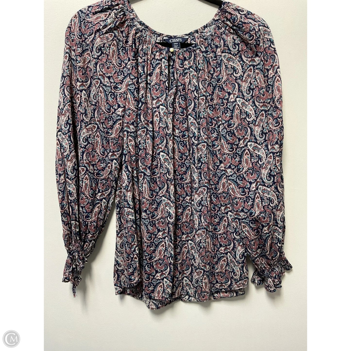 Blouse Long Sleeve By Chaps In Paisley Print, Size: S