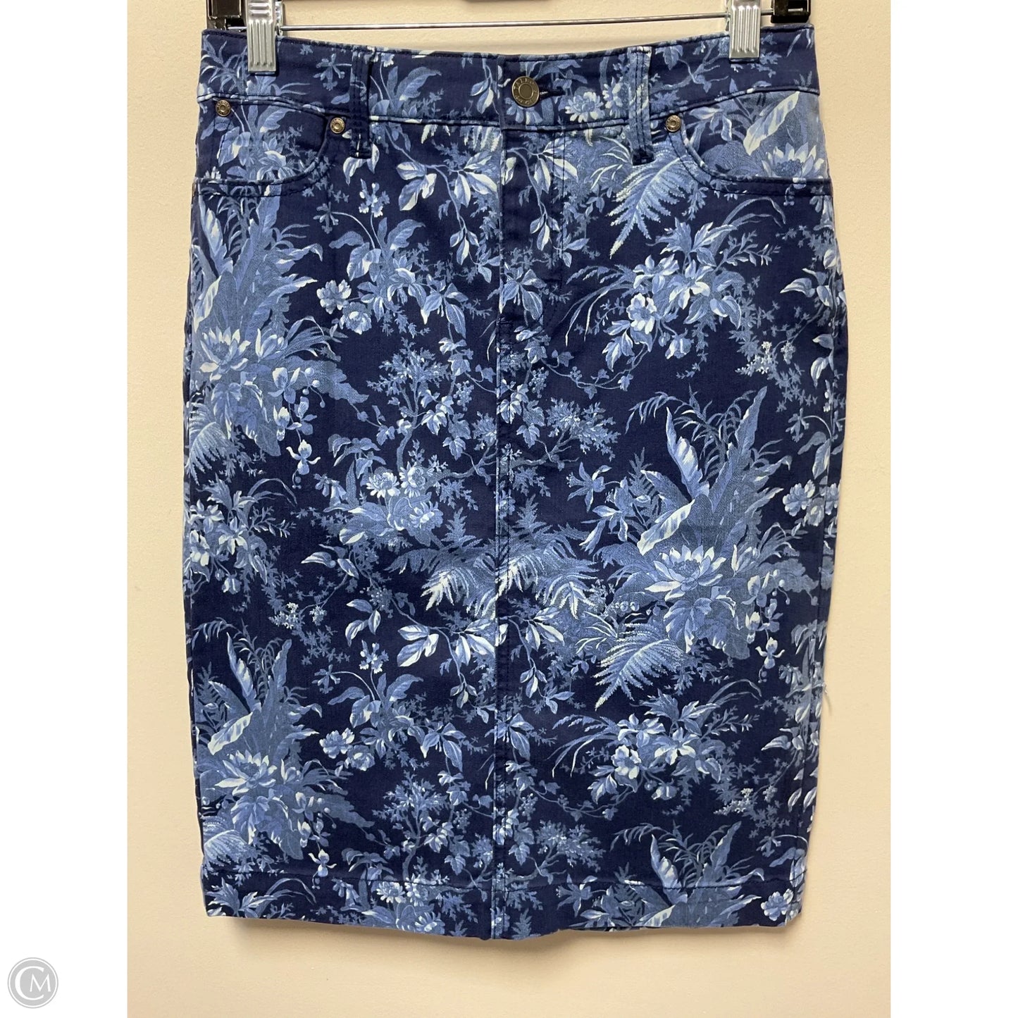 Skirt Midi By Talbots In Blue Denim, Size: Sp