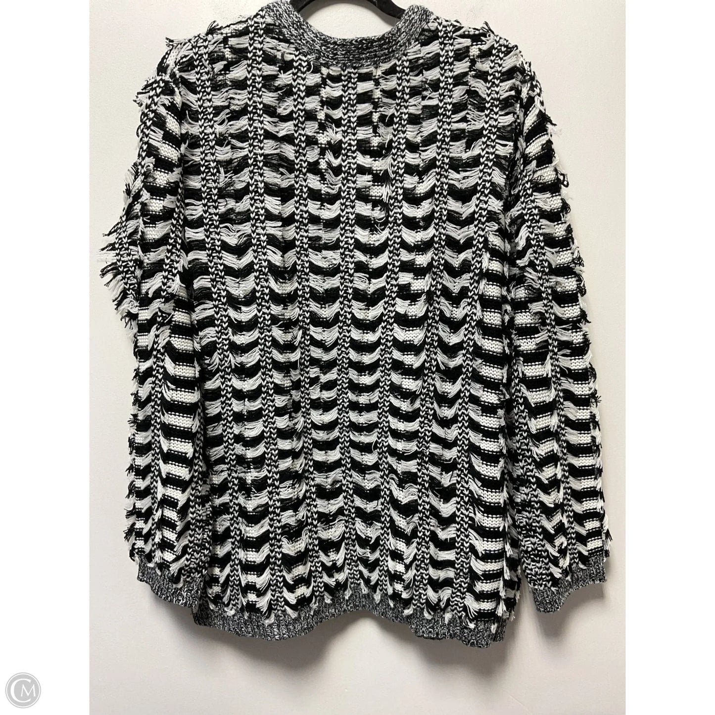 Sweater Cardigan By Endless Rose In Black & White, Size: M