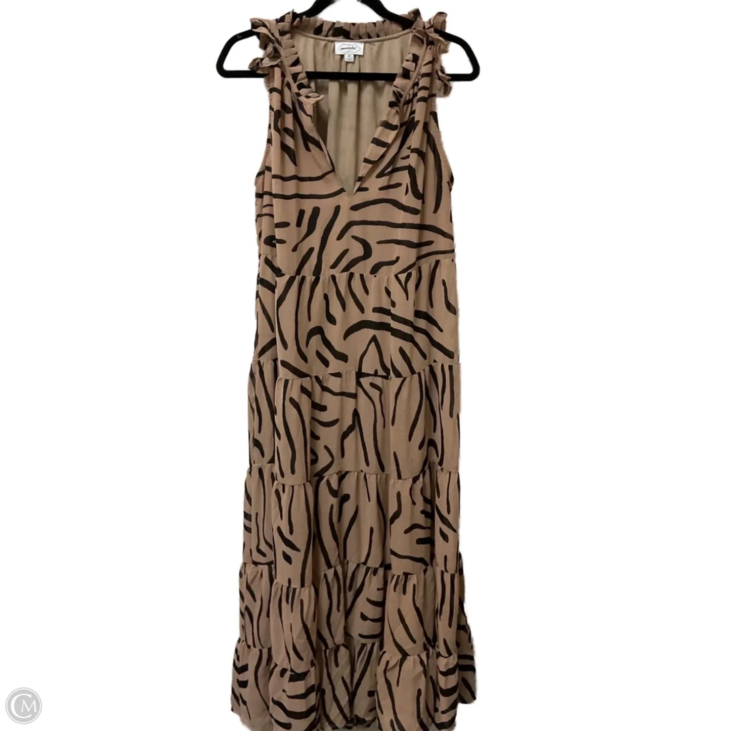 Dress Casual Midi By Mudpie In Black & Tan, Size: M