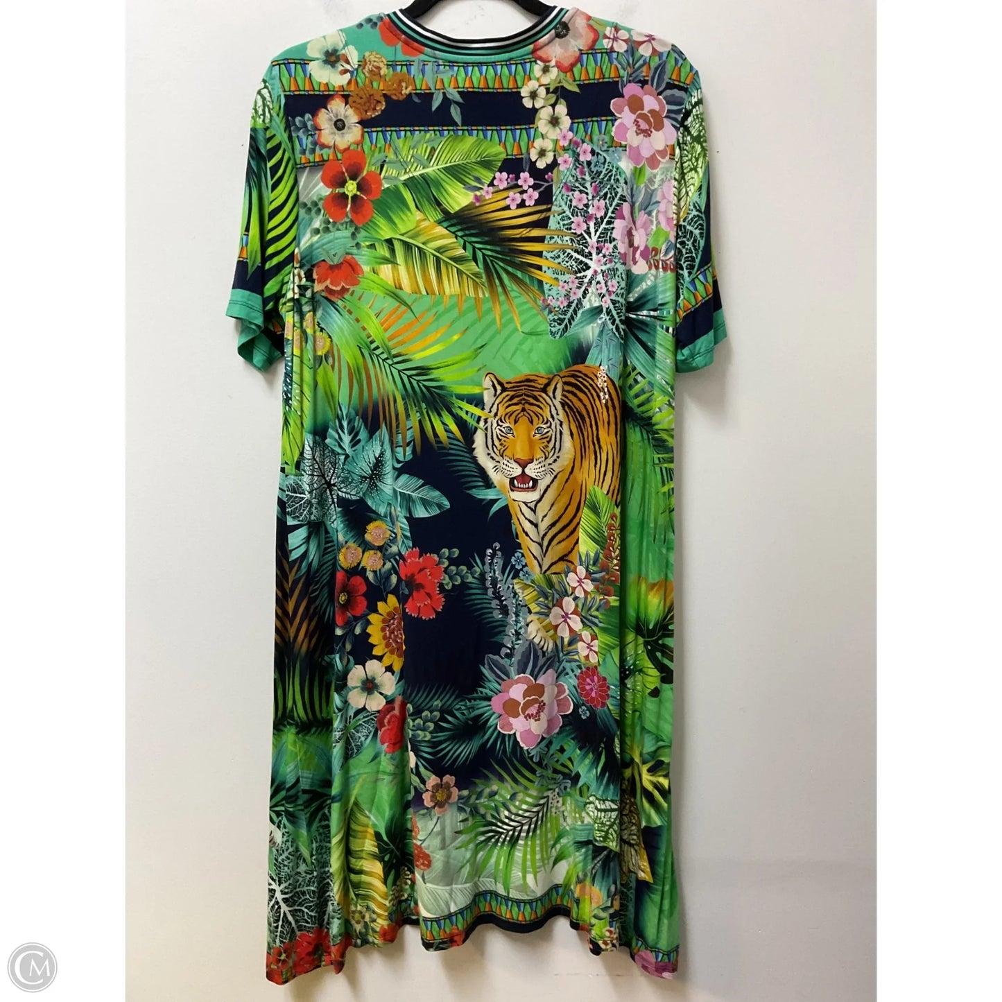 Tunic Short Sleeve By Johnny Was In Tropical Print, Size: L
