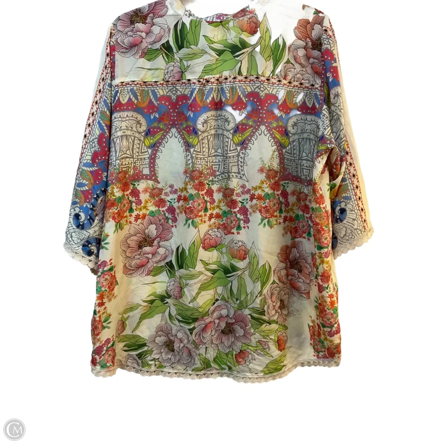 Blouse Long Sleeve By Johnny Was In Multi-colored, Size: M