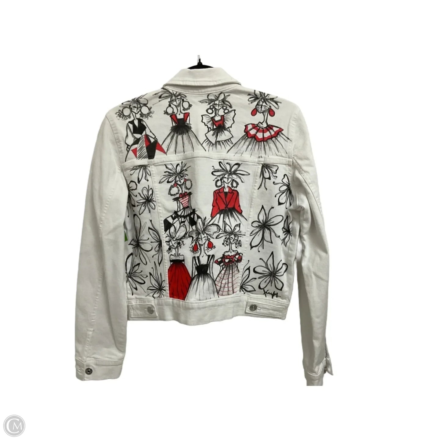 Jacket Denim By Mng In White Denim, Size: L