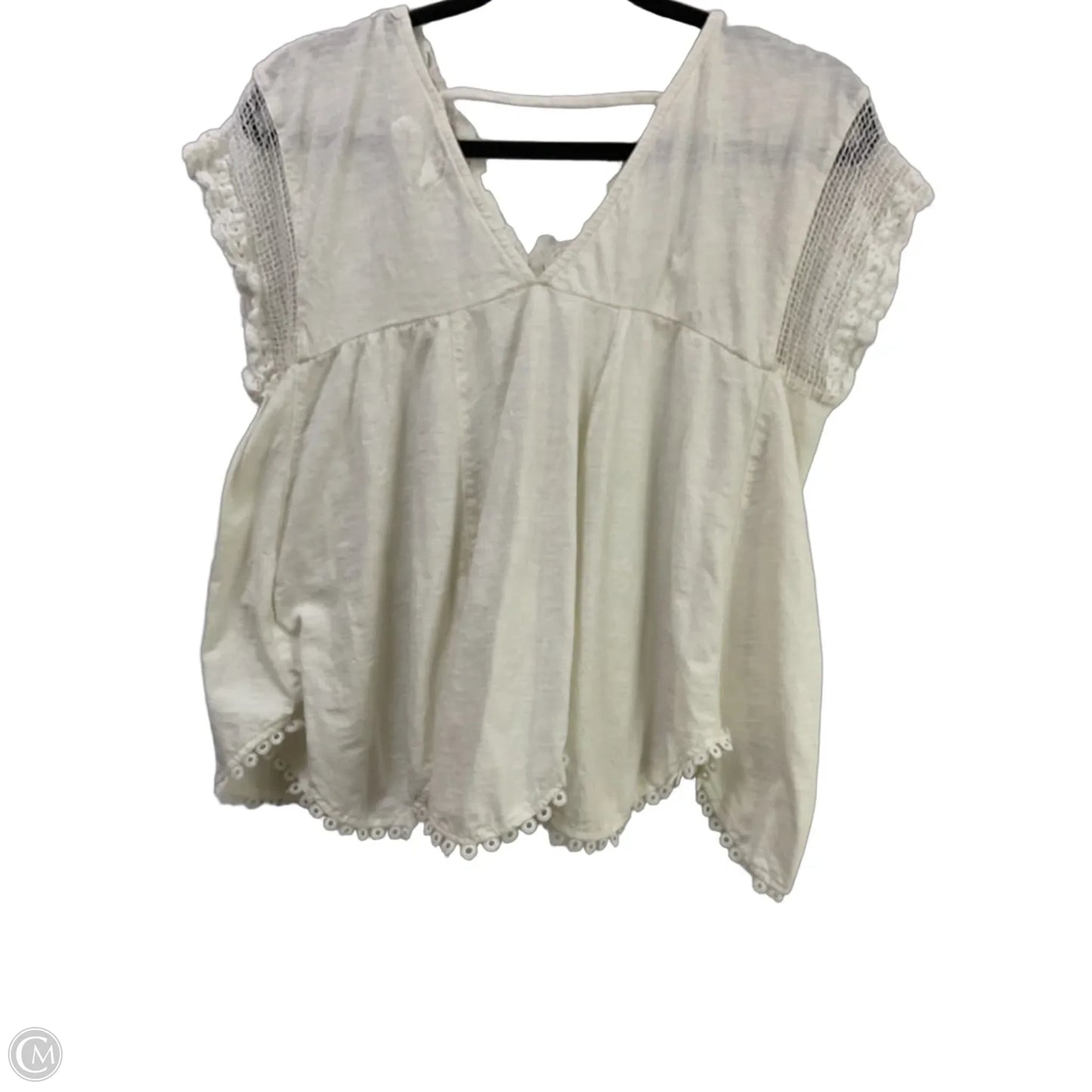 Top Short Sleeve By Anthropologie In Ivory, Size: Xs