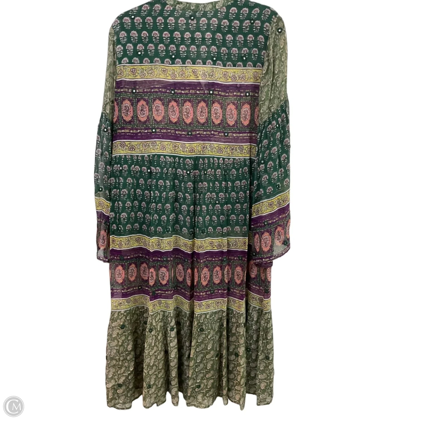 Dress Casual Midi By Free People In Green & Purple, Size: M