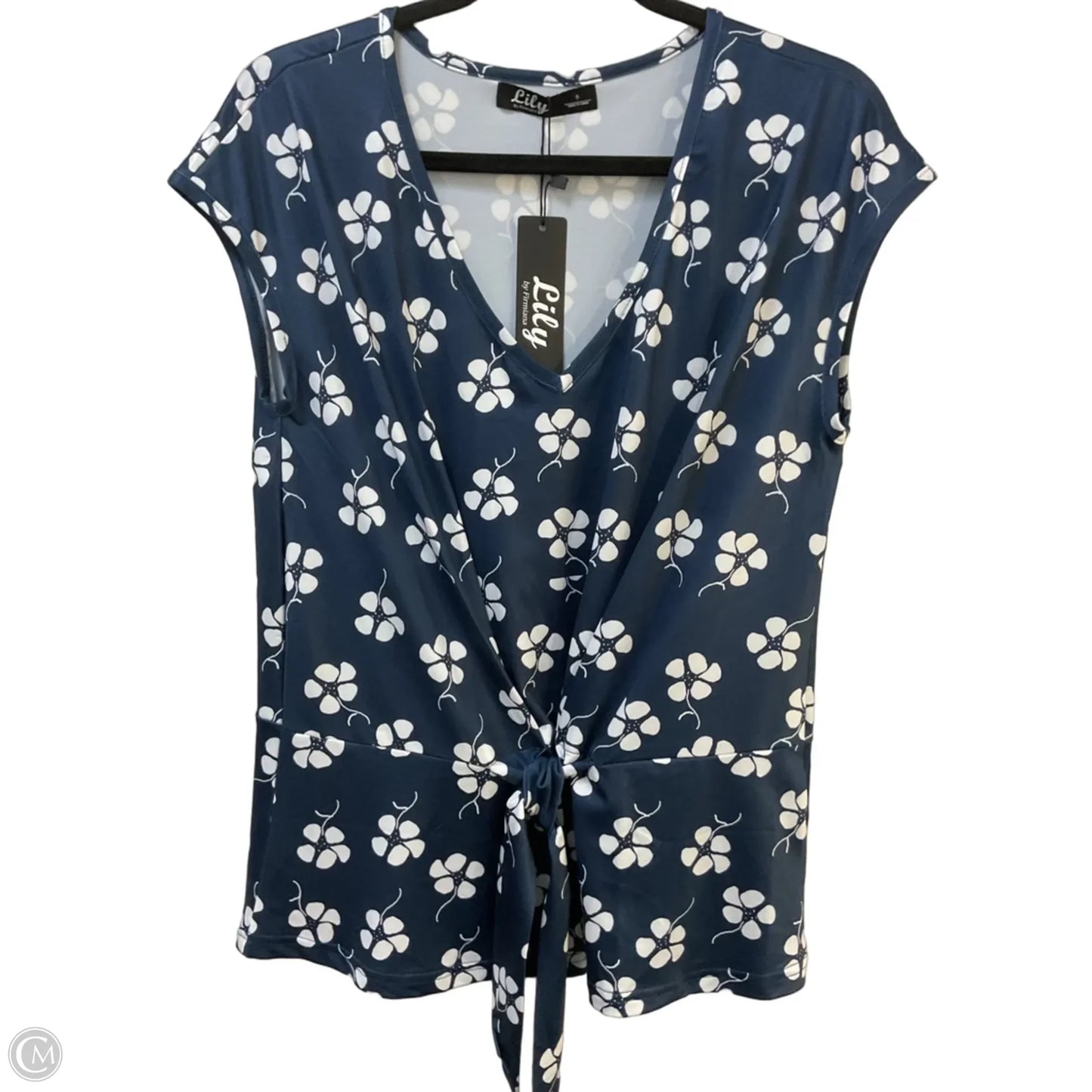 Top Short Sleeve By Lily In Navy, Size: S