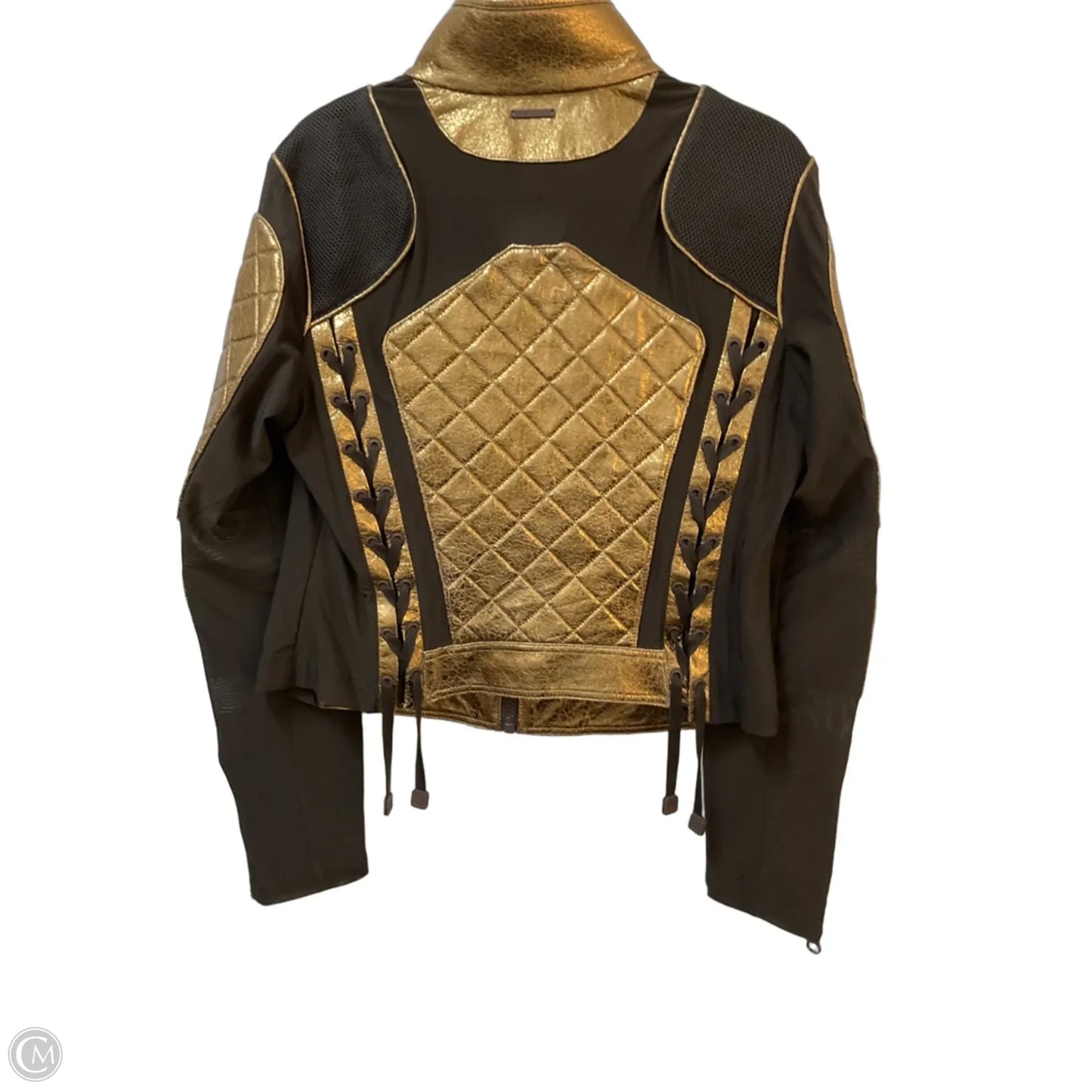 Jacket Leather By Cmc In Brown & Gold, Size: Xl