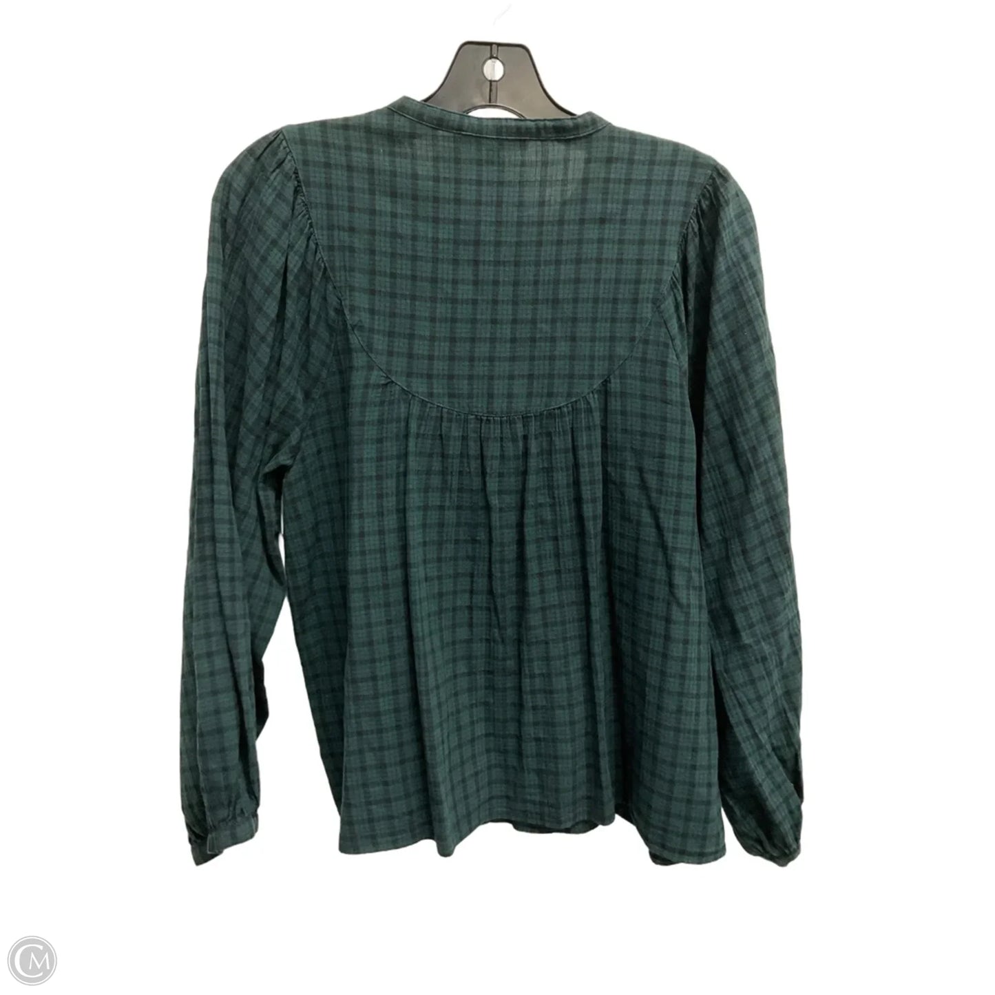 Top 3/4 Sleeve By Madewell In Plaid Pattern, Size: M