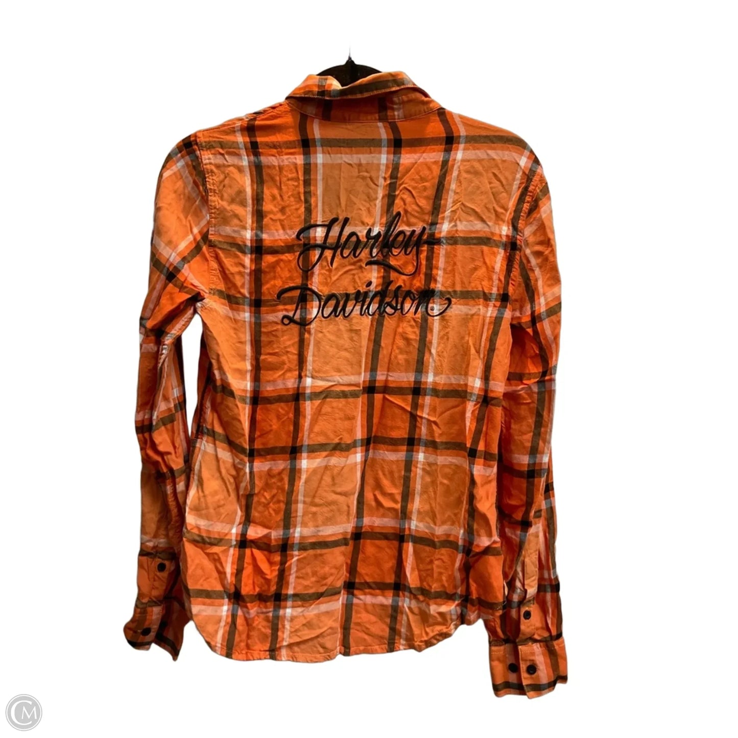 Blouse Long Sleeve By Harley Davidson In Orange, Size: M