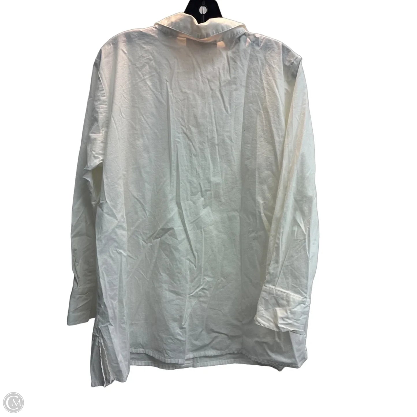 Blouse Long Sleeve By Denim And Company In White, Size: 1x