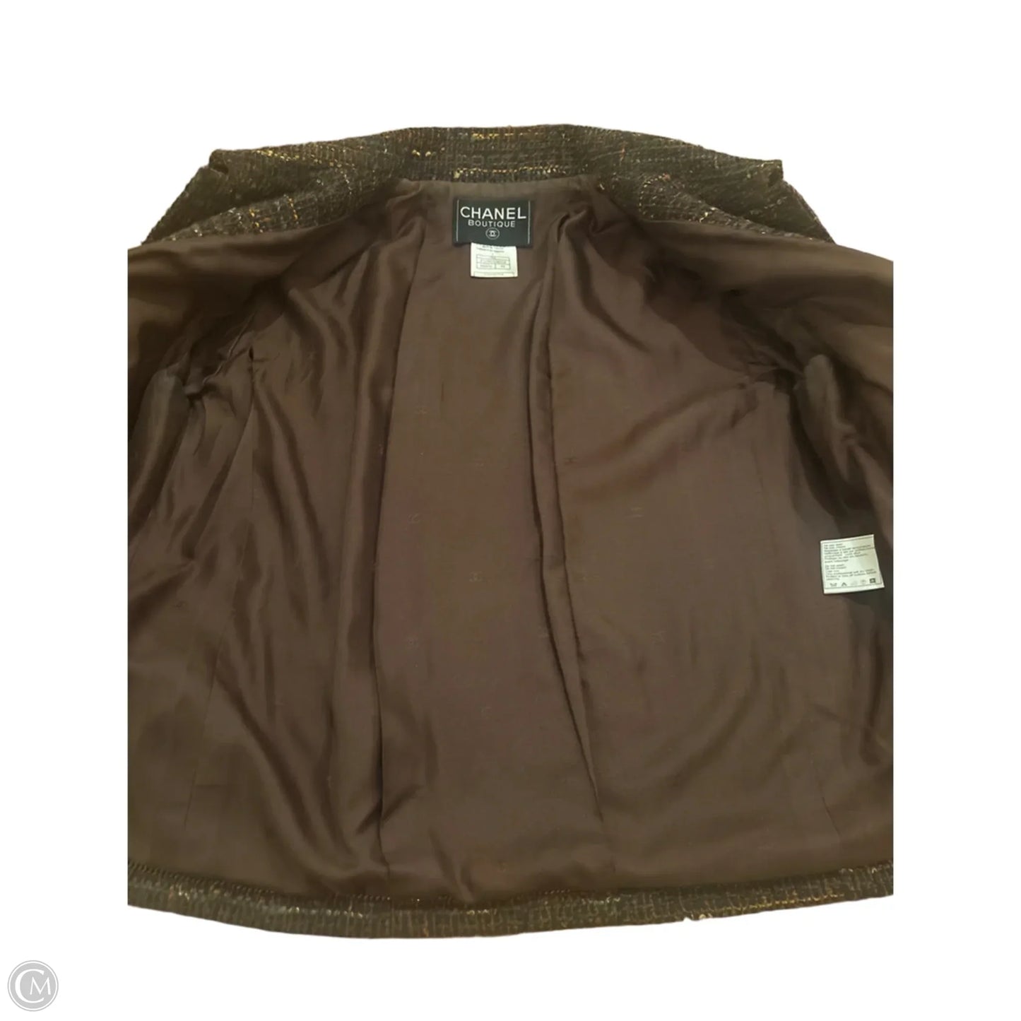 Blazer Luxury Designer By Chanel In Brown, Size: Xl