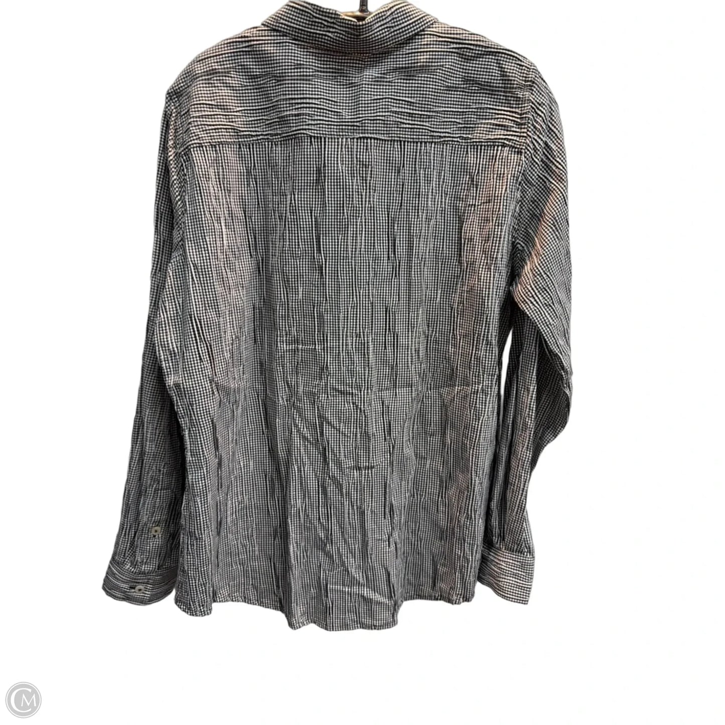 Blouse Long Sleeve By Foxcroft In Checkered Pattern, Size: M