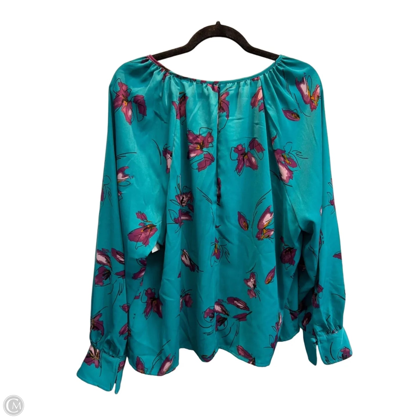 Blouse Long Sleeve By Nine West In Floral Print, Size: Xxl