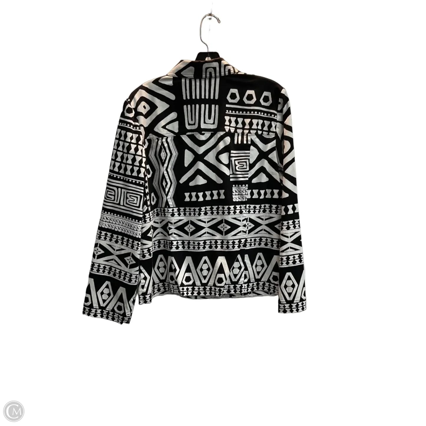 Jacket Shirt By Chicos In Black & White, Size: L