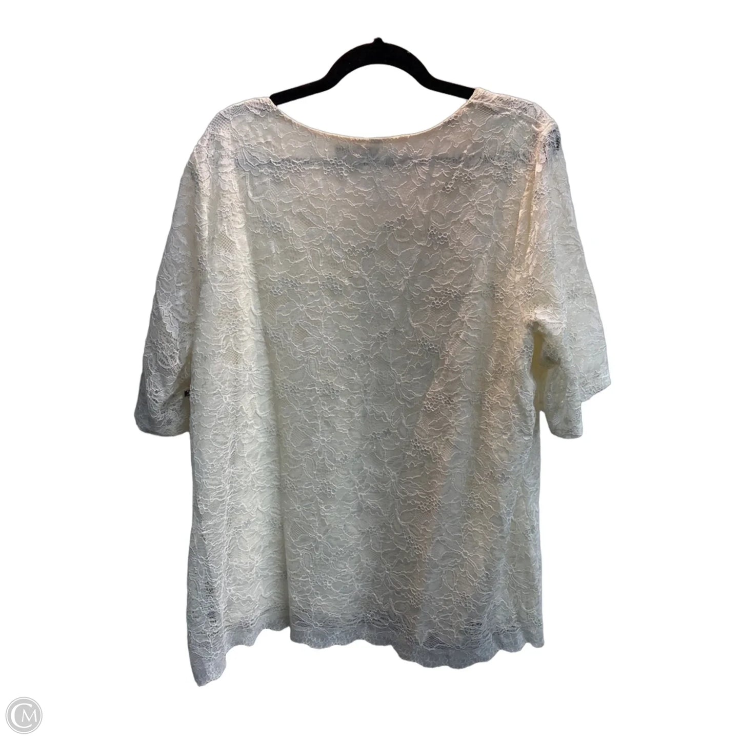 Top Short Sleeve By Coldwater Creek In Cream, Size: 2x
