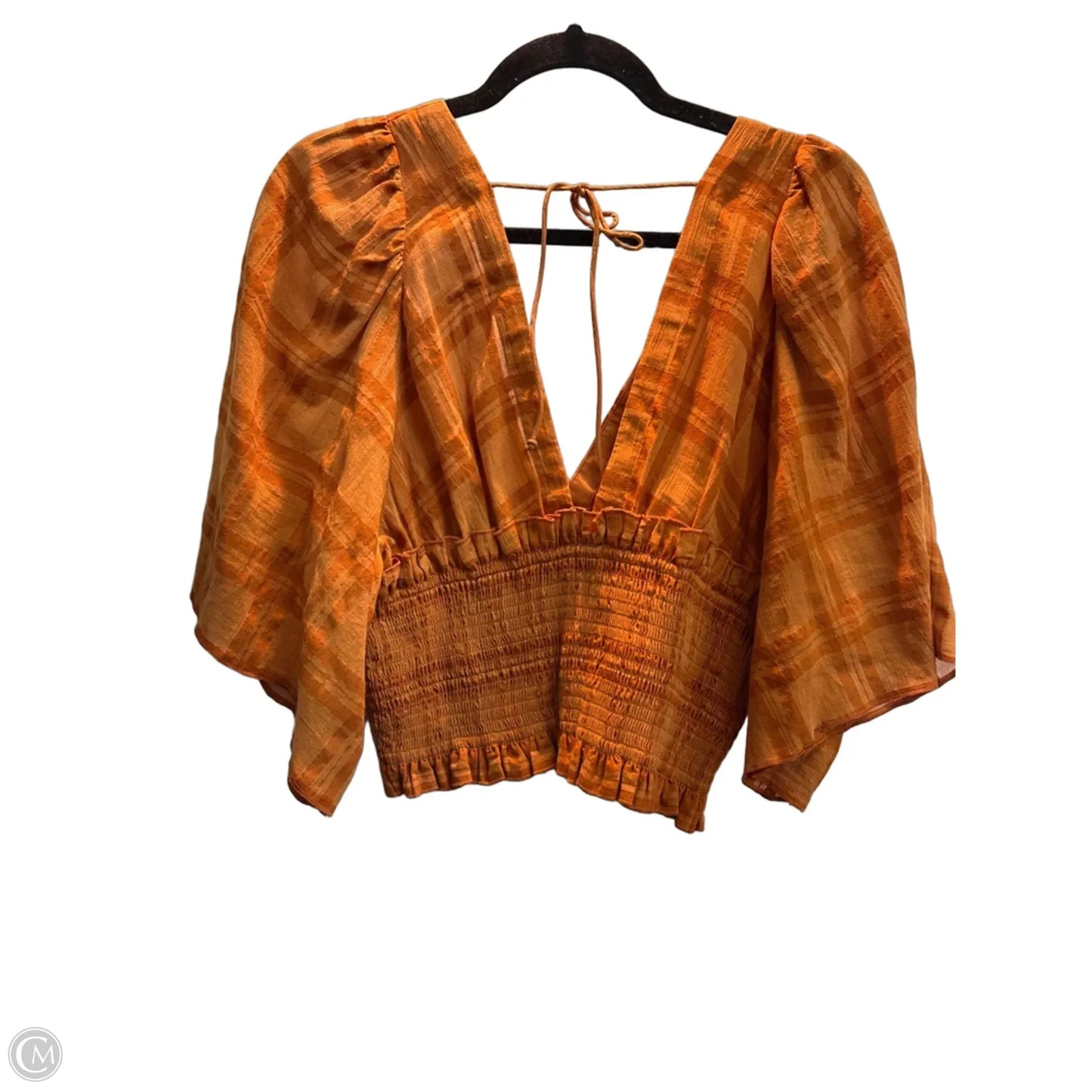 Top Short Sleeve By Anthropologie In Orange, Size: S
