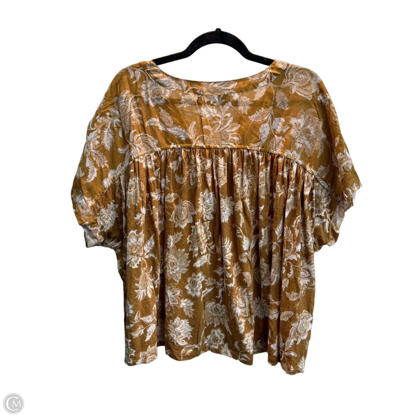 Top Short Sleeve By Loft In Brown, Size: Xxl