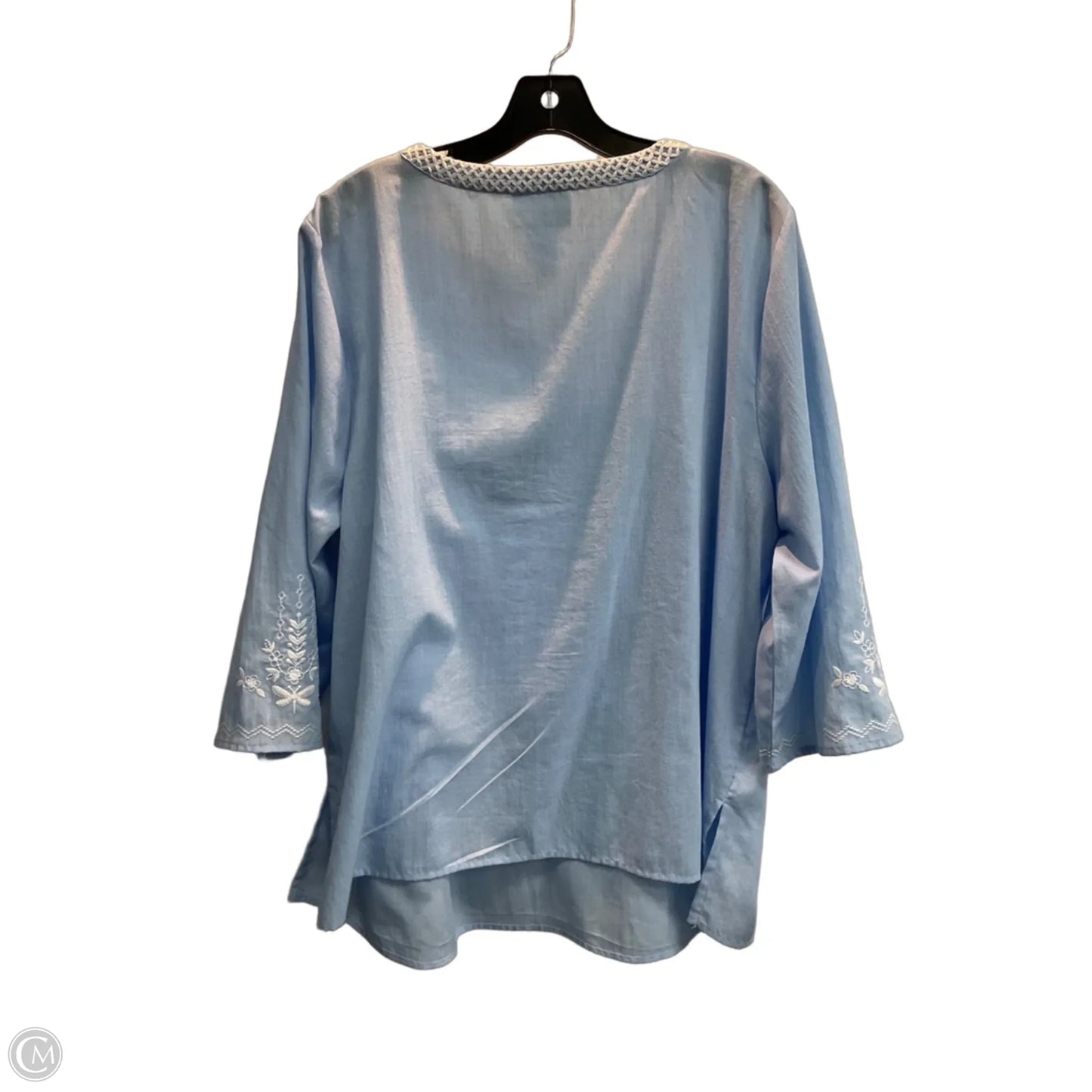 Tunic 3/4 Sleeve By Alfred Angelo In Blue, Size: 1x