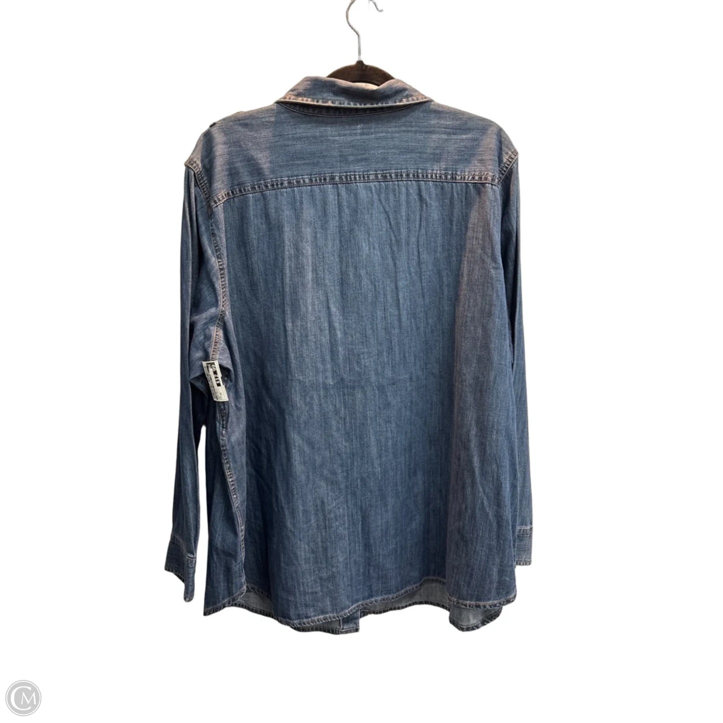 Top Long Sleeve By Lauren By Ralph Lauren In Blue Denim, Size: 3x