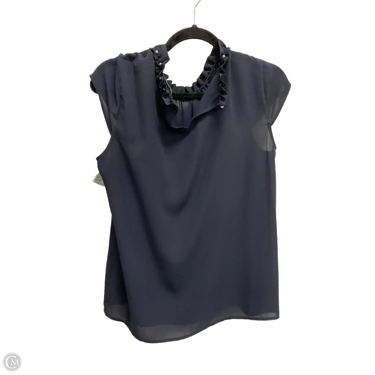 Top Short Sleeve Designer By Karl Lagerfeld In Navy, Size: M