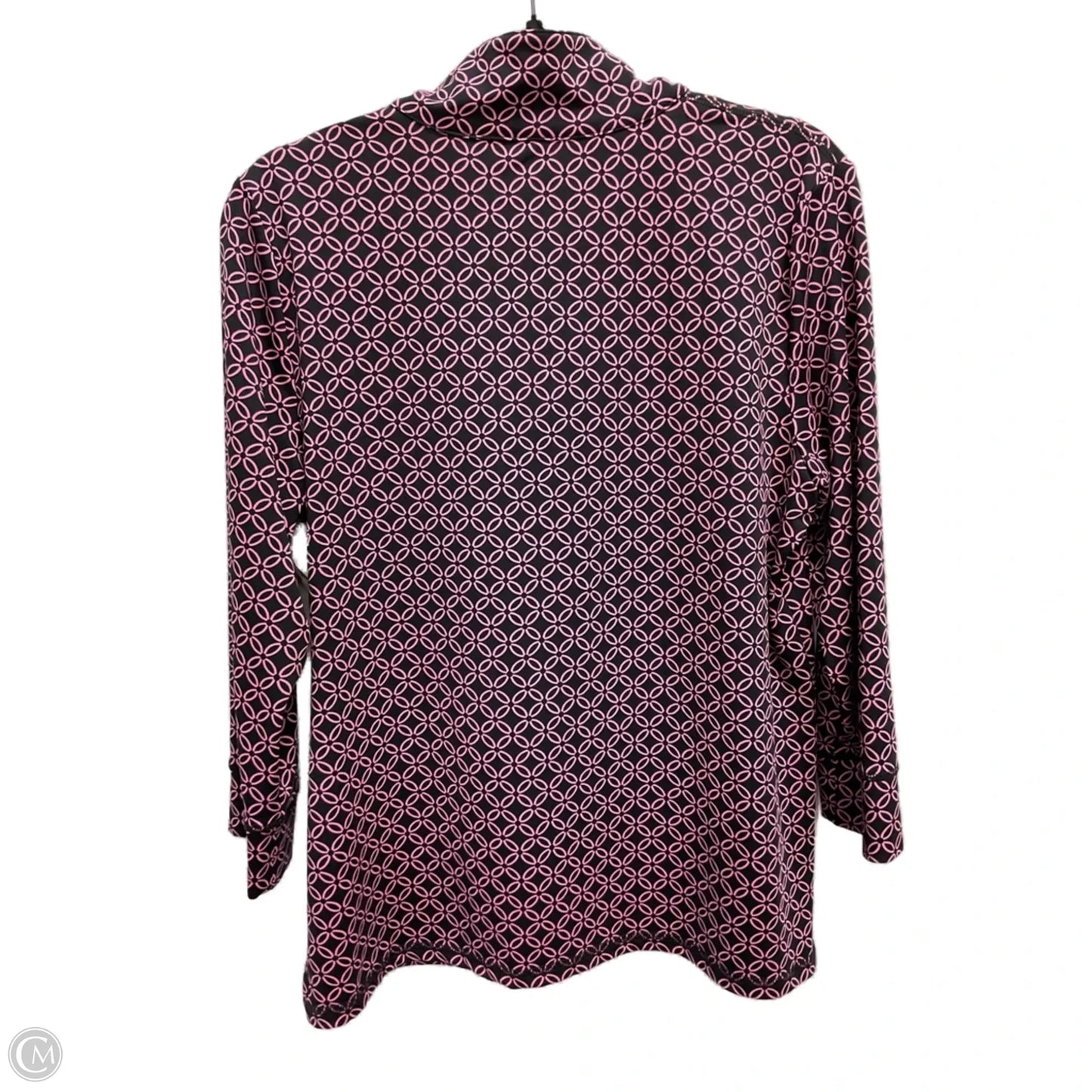 Athletic Top Long Sleeve Collar By Talbots In Black & Pink, Size: L