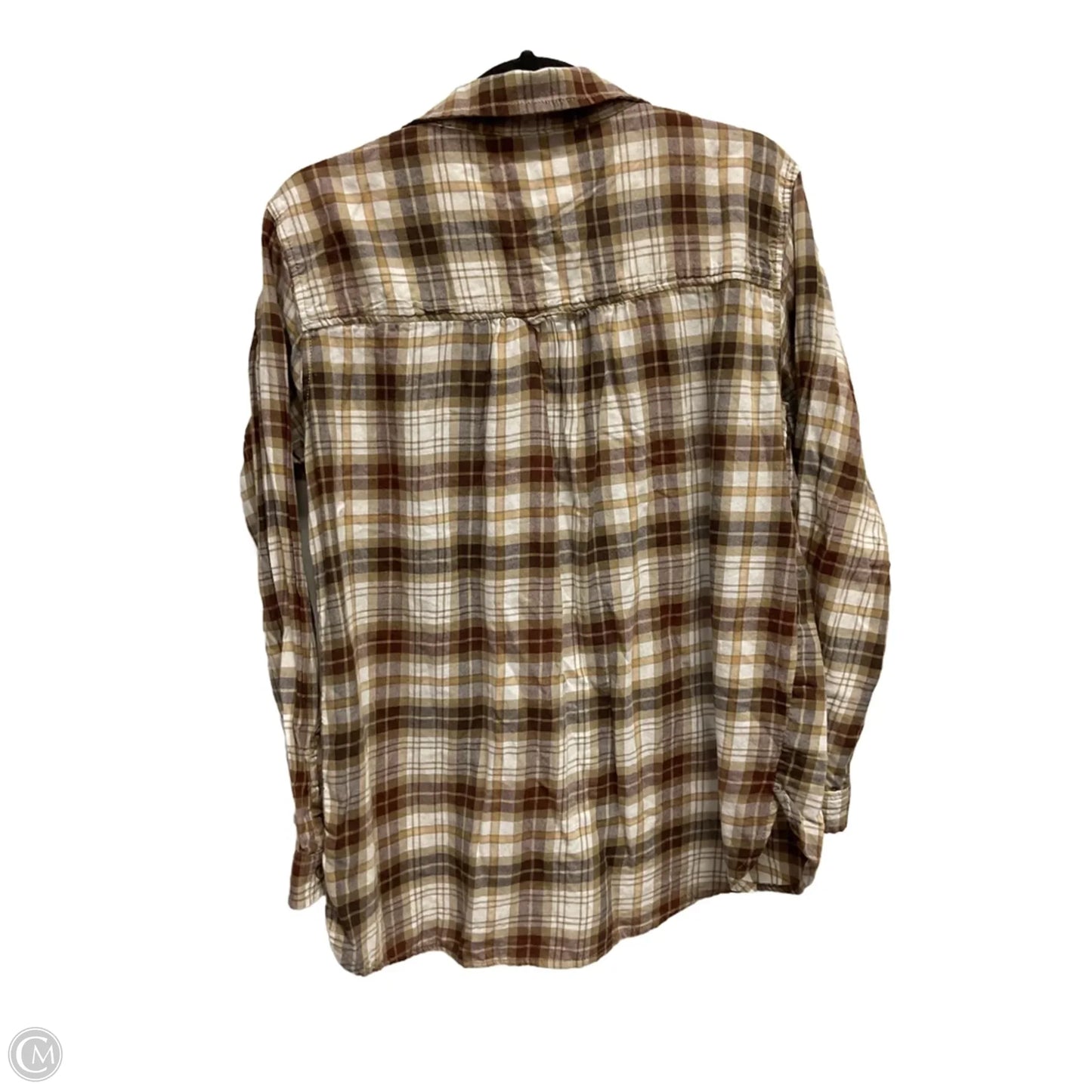 Top Long Sleeve By American Eagle In Plaid Pattern, Size: S