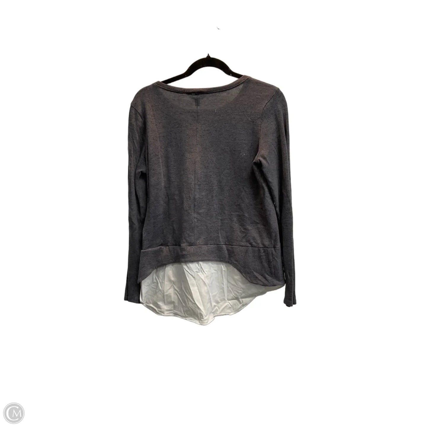 Top Long Sleeve By Simply Vera In Grey & White, Size: M