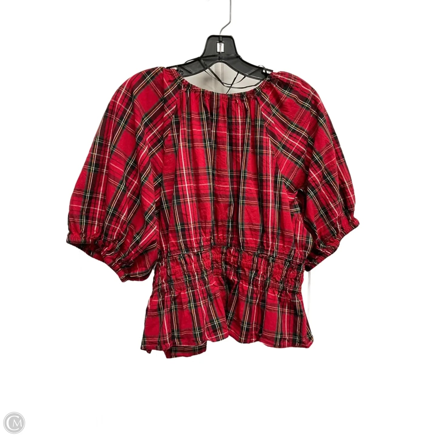 Top Short Sleeve By Old Navy In Plaid Pattern, Size: Xl