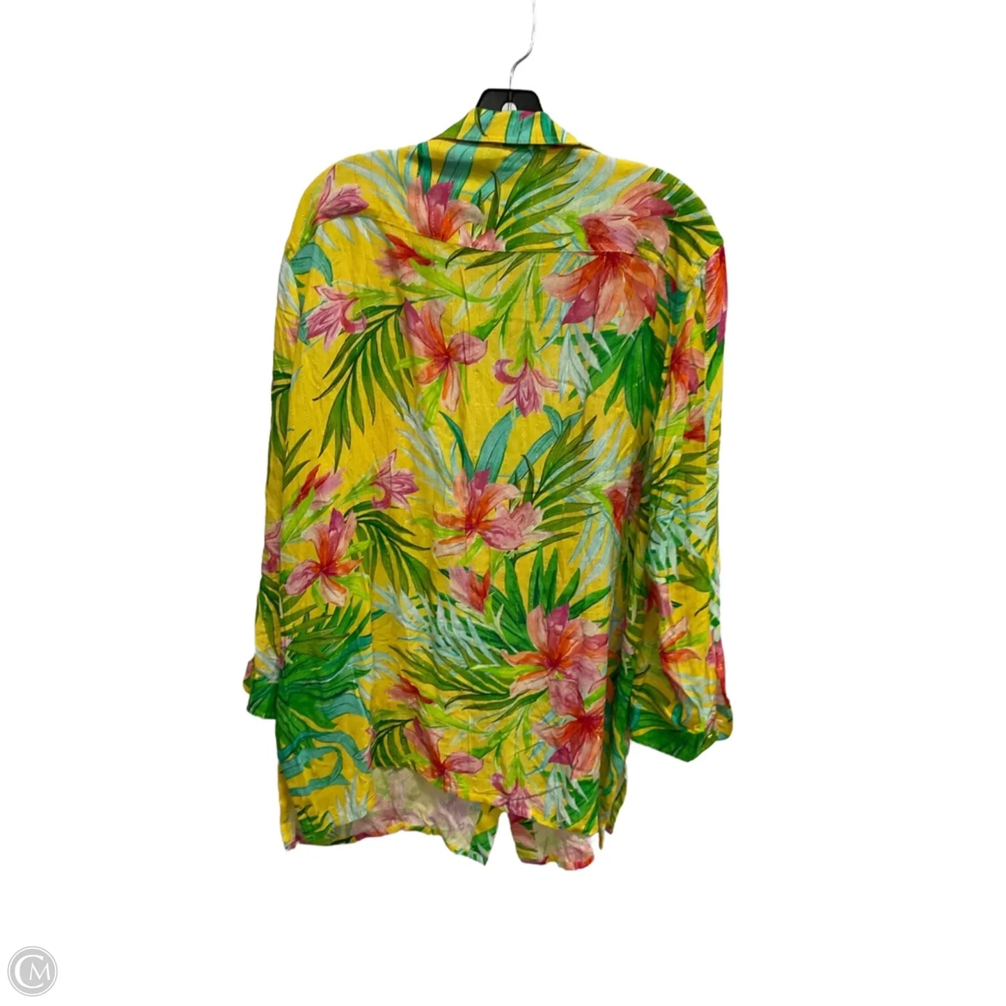 Top Long Sleeve By La Blanca In Tropical Print, Size: M