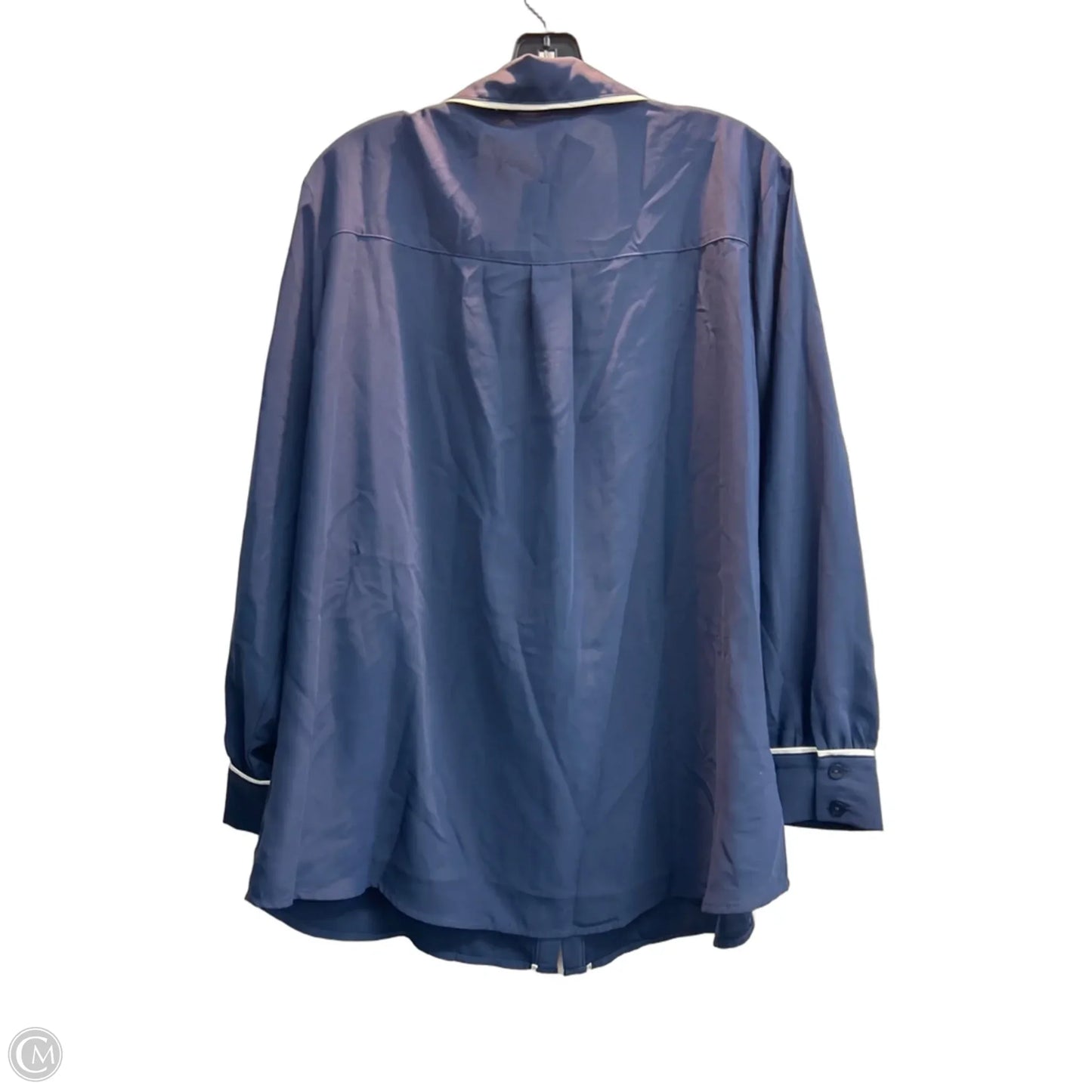 Blouse Long Sleeve By 41 Hawthorn In Blue, Size: 1x