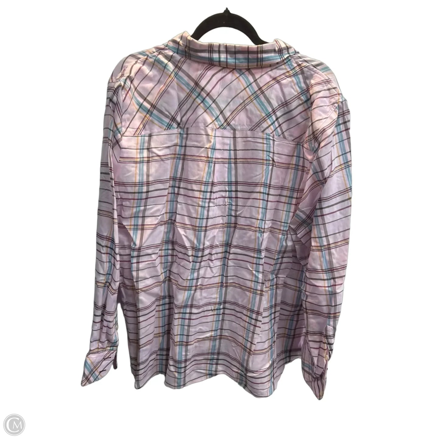 Top Long Sleeve By Talbots In Plaid Pattern, Size: 2x