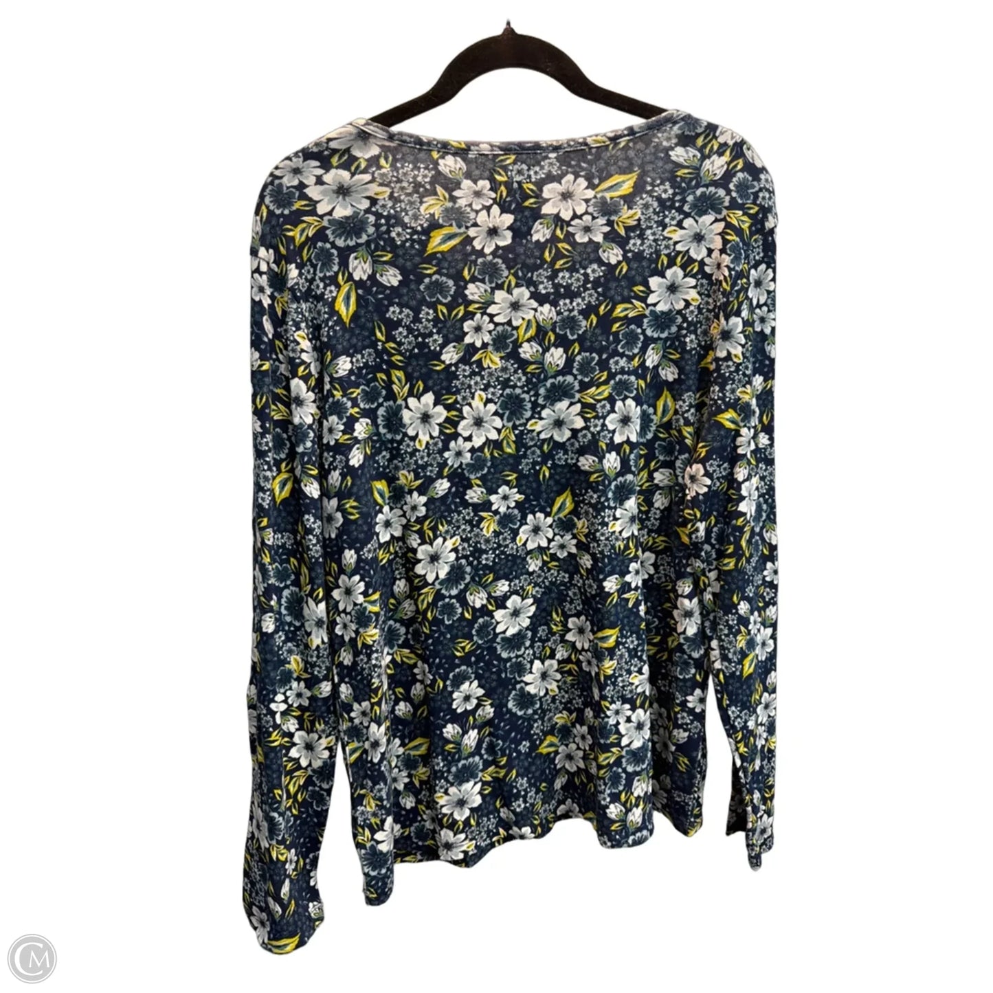 Top Long Sleeve Basic By Time And Tru In Floral Print, Size: Xl