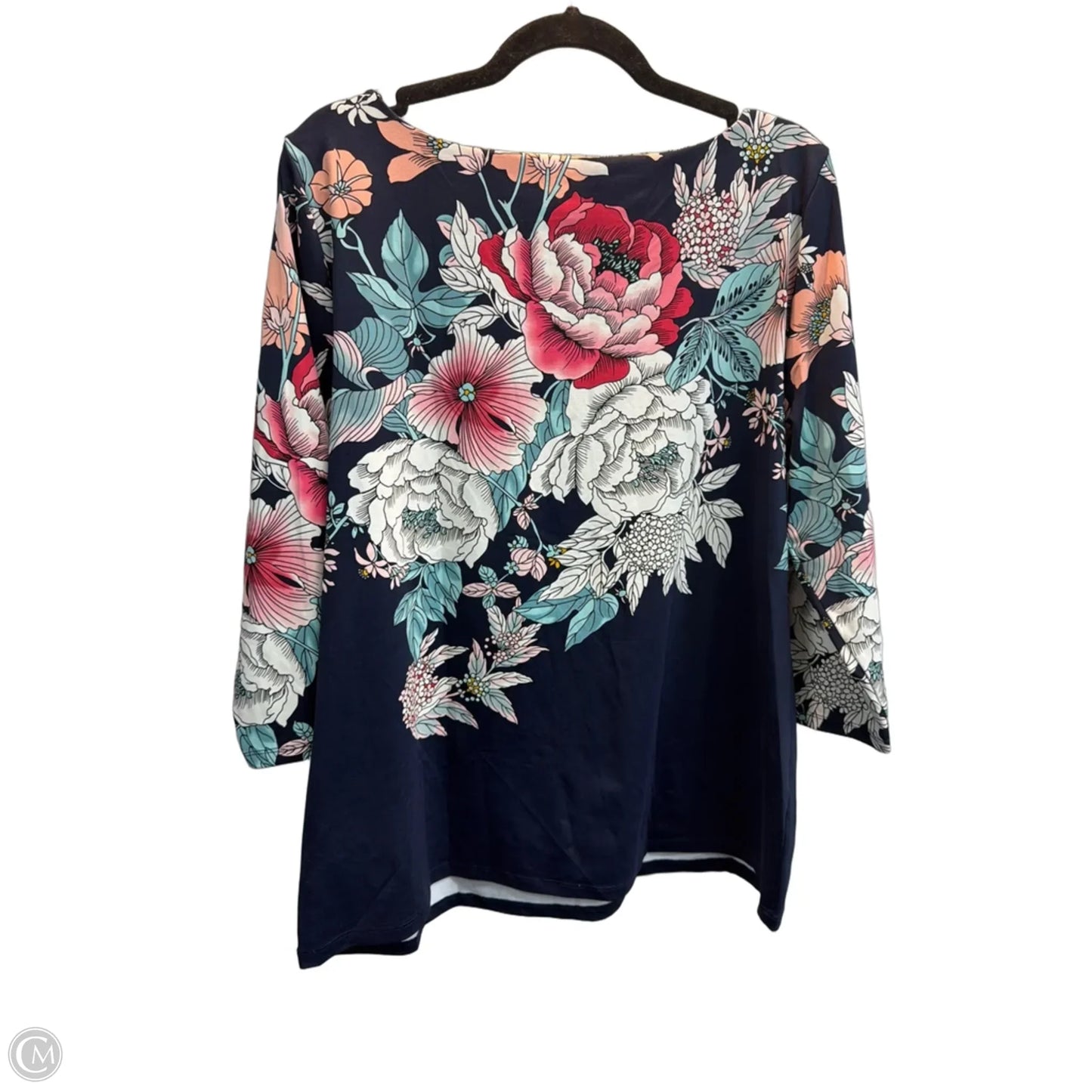 Top Long Sleeve By Charter Club In Floral Print, Size: Xl