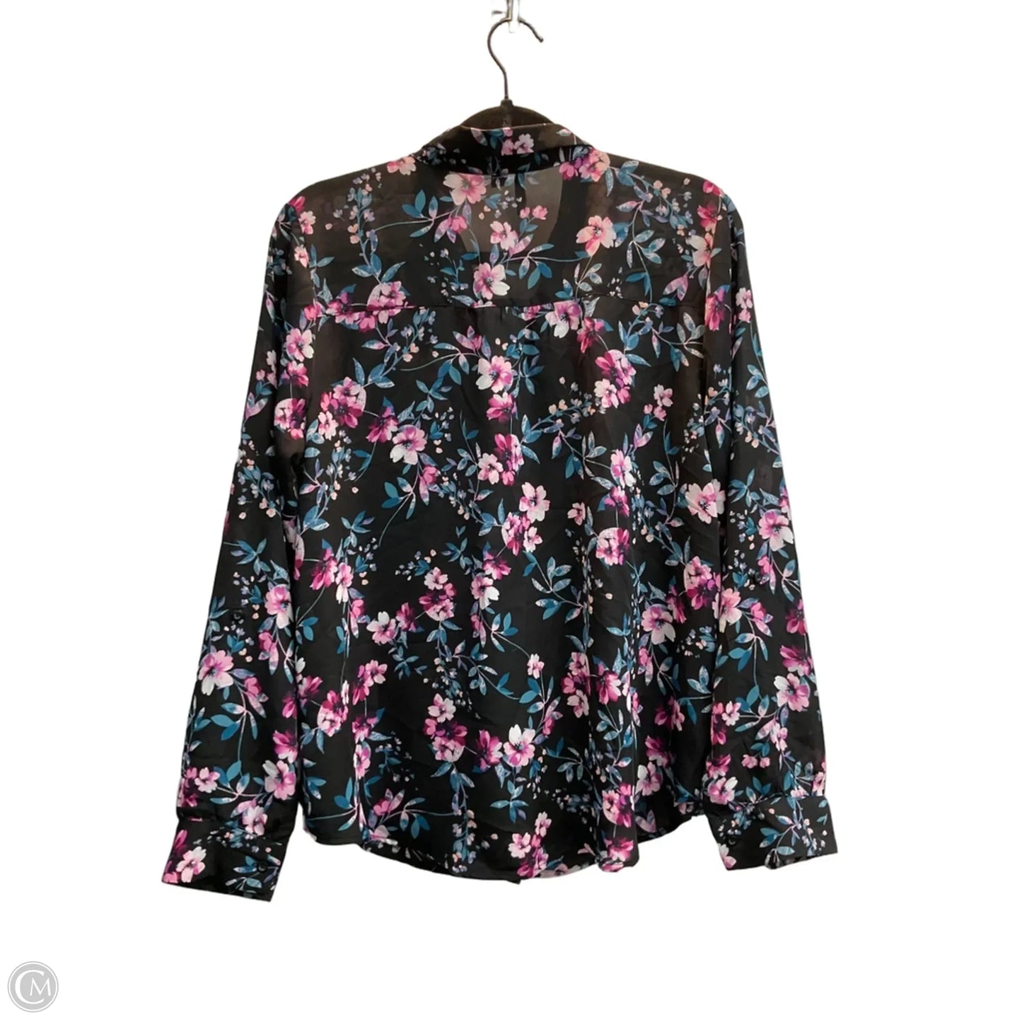 Blouse Long Sleeve By Elle In Floral Print, Size: L