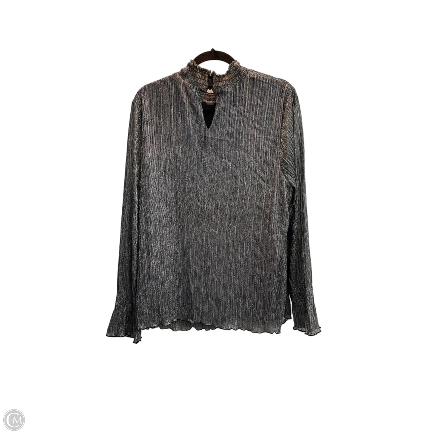 Blouse Long Sleeve By Chicos In Black & Silver, Size: Xxl